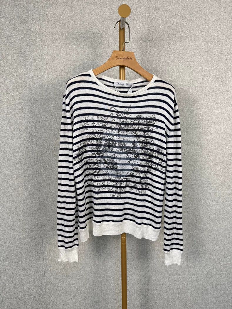 Dior Dior Striped Long Sleeve Linen T-shirt Size US M / EU 48-50 / 2 - 1 Thumbnail