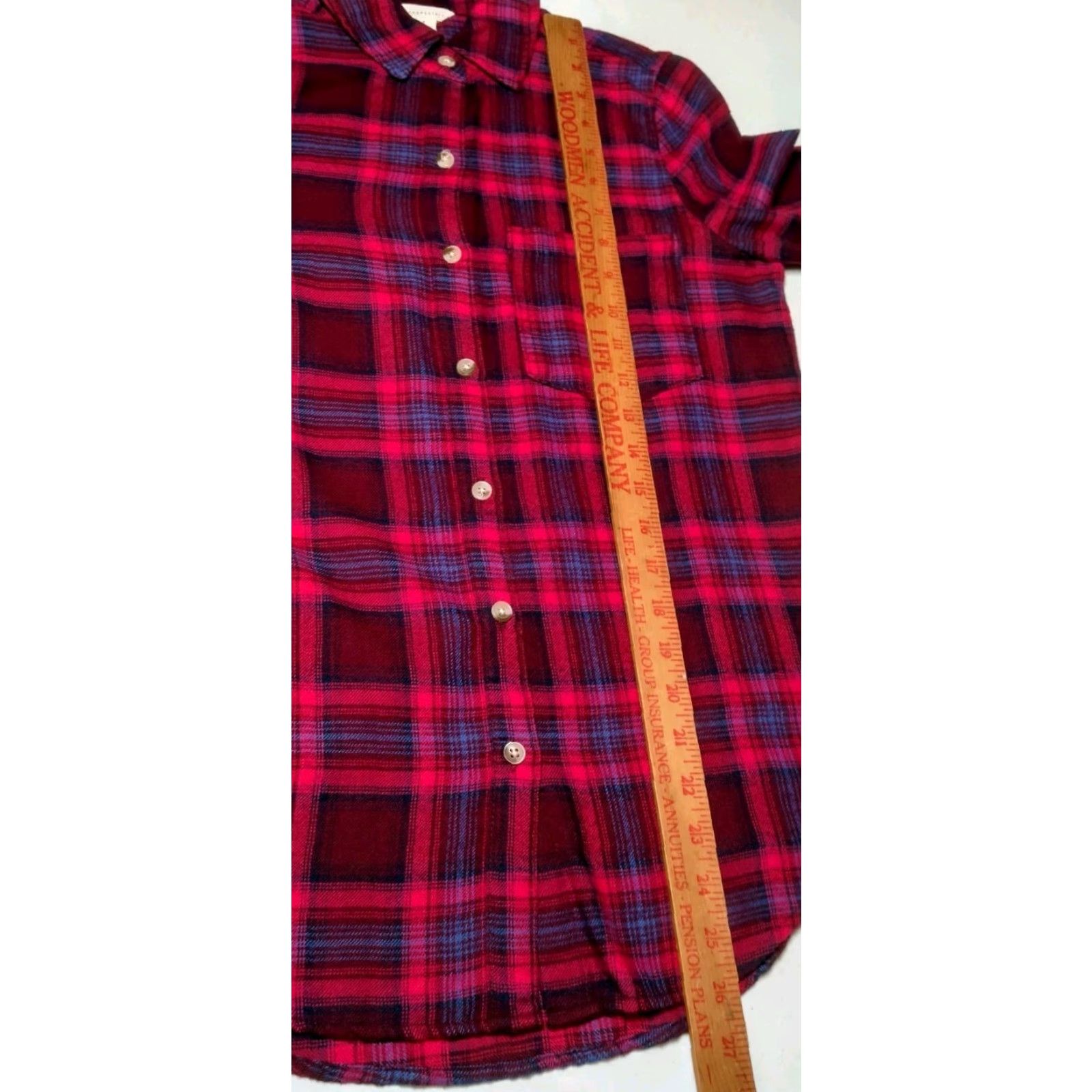 Aeropostale Aeropostale Shirt Women Small Pink Plaid Flannel Rayon Blend Button-Up Casual Long Sleeve Size S / US 4 / IT 40 - 3 Thumbnail