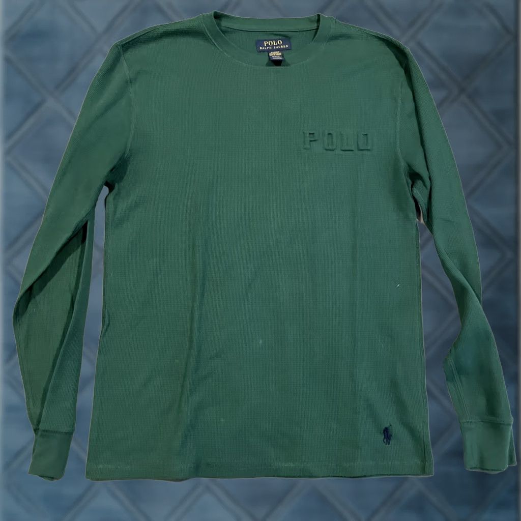 Ralph Lauren Ralph Lauren Green Thermal Waffle Knit Long Sleeve Shirt M Men Embossed Logo Crew Neck T-Shirt Size US M / EU 48-50 / 2 - 1 Thumbnail