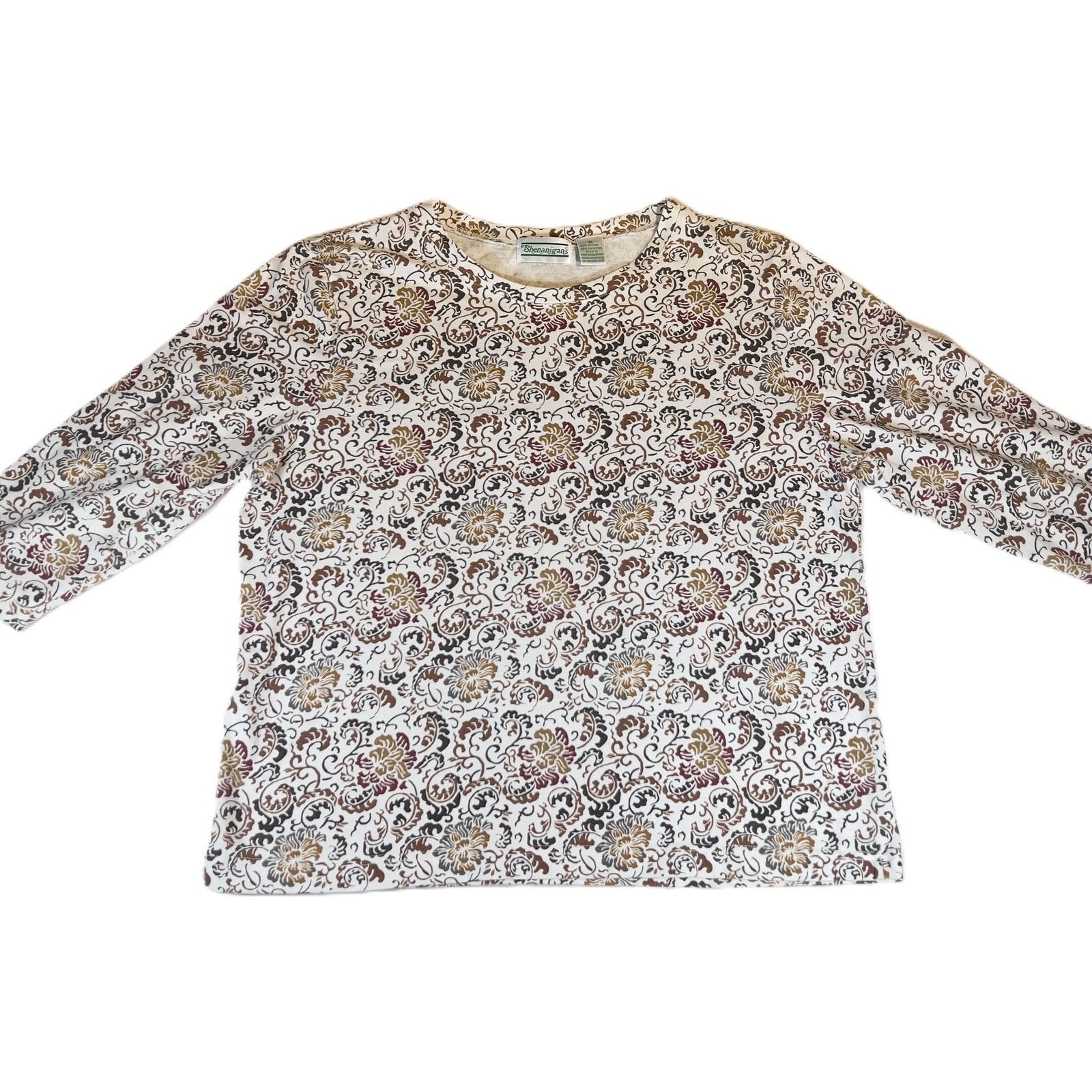 Other Shenanigans Shirt Woman's XL Floral Crew Neck 3/4 Sleeves Size XL / US 12-14 / IT 48-50 - 1 Thumbnail