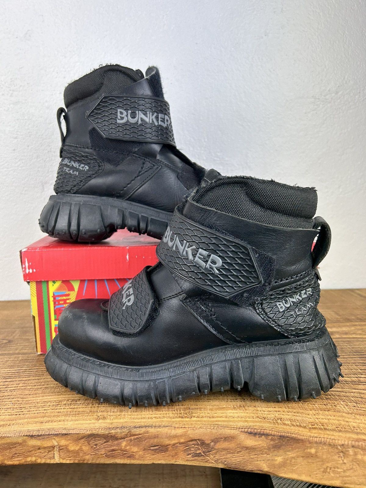 image of Swear x Vintage Bunker Atomic Goth Leather Chunky Platform Boots in Black, Men's (Size 7)