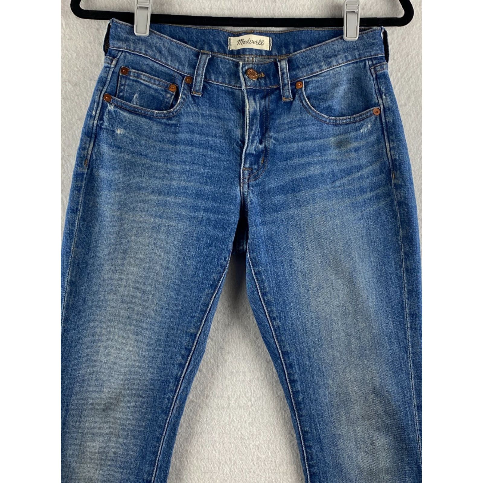 Madewell Madewell Jeans Womens 24 Blue The Slim Boyjean Stretch Distressed Denim 28 x 25 Size 42" / US 20 - 2 Thumbnail