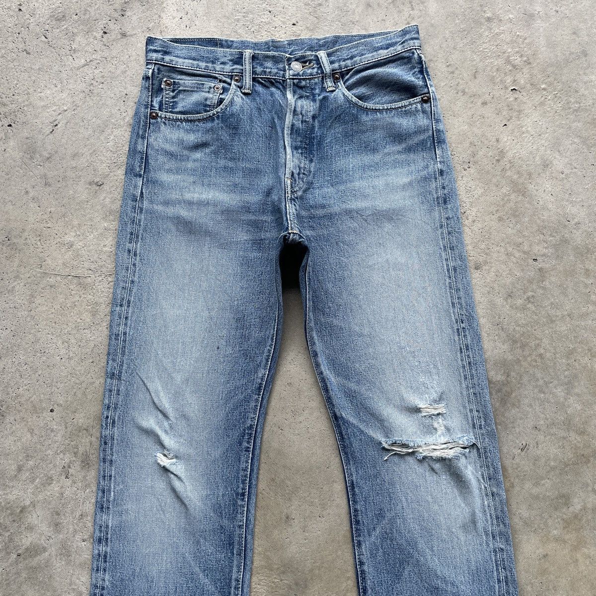 Japanese Brand Vintage StormyBlue Faded Selvedge Jeans Distressed Pants W31 Size US 31 - 3 Thumbnail