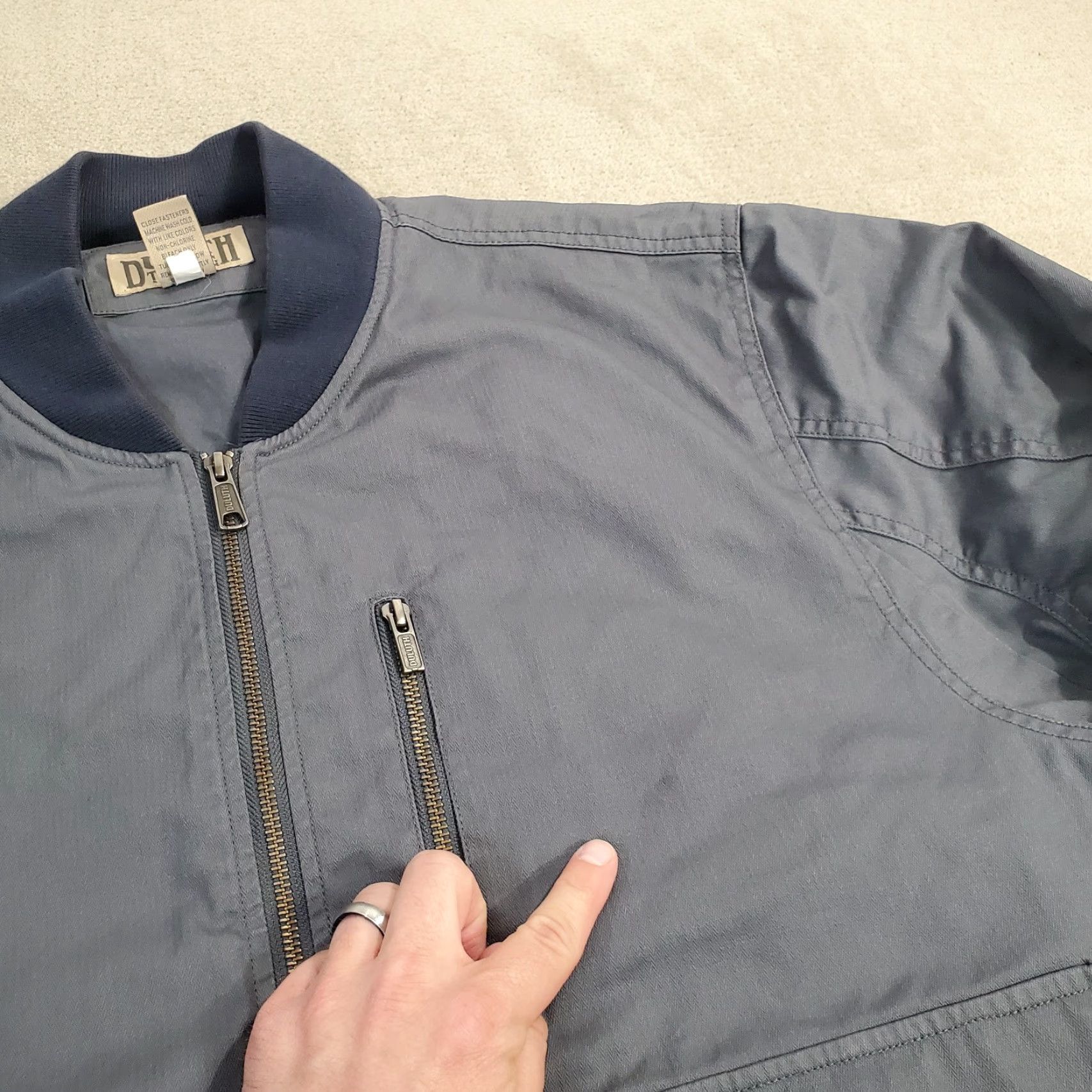 Vintage Duluth Bomber Jacket Mens L Blue You Bet Your Ace Flight Outer Zip Pockets Logo Vintage? No Size US L / EU 52-54 / 3 - 3 Thumbnail