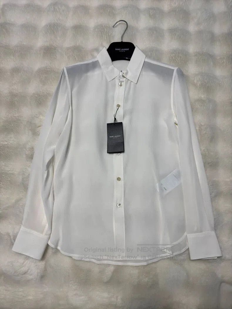 Saint Laurent Paris Silk White Saint Laurent Shirt for Women. Size XS / US 0-2 / IT 36-38 - 2 Thumbnail
