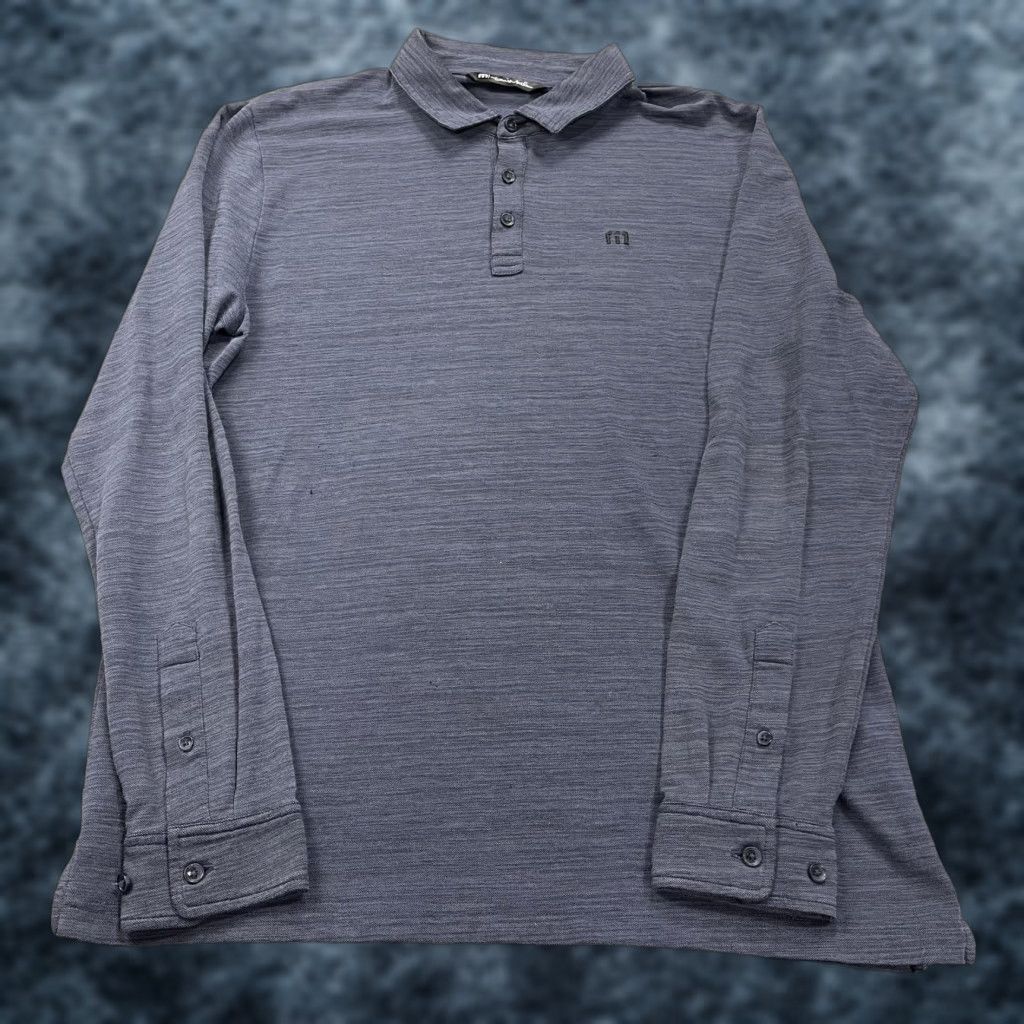 TravisMathew Travis Mathew Polo Shirt Mens L Blue Heather Logo Polo Shirt Casual Golf Long Sleeve Shirt Size US L / EU 52-54 / 3 - 1 Thumbnail