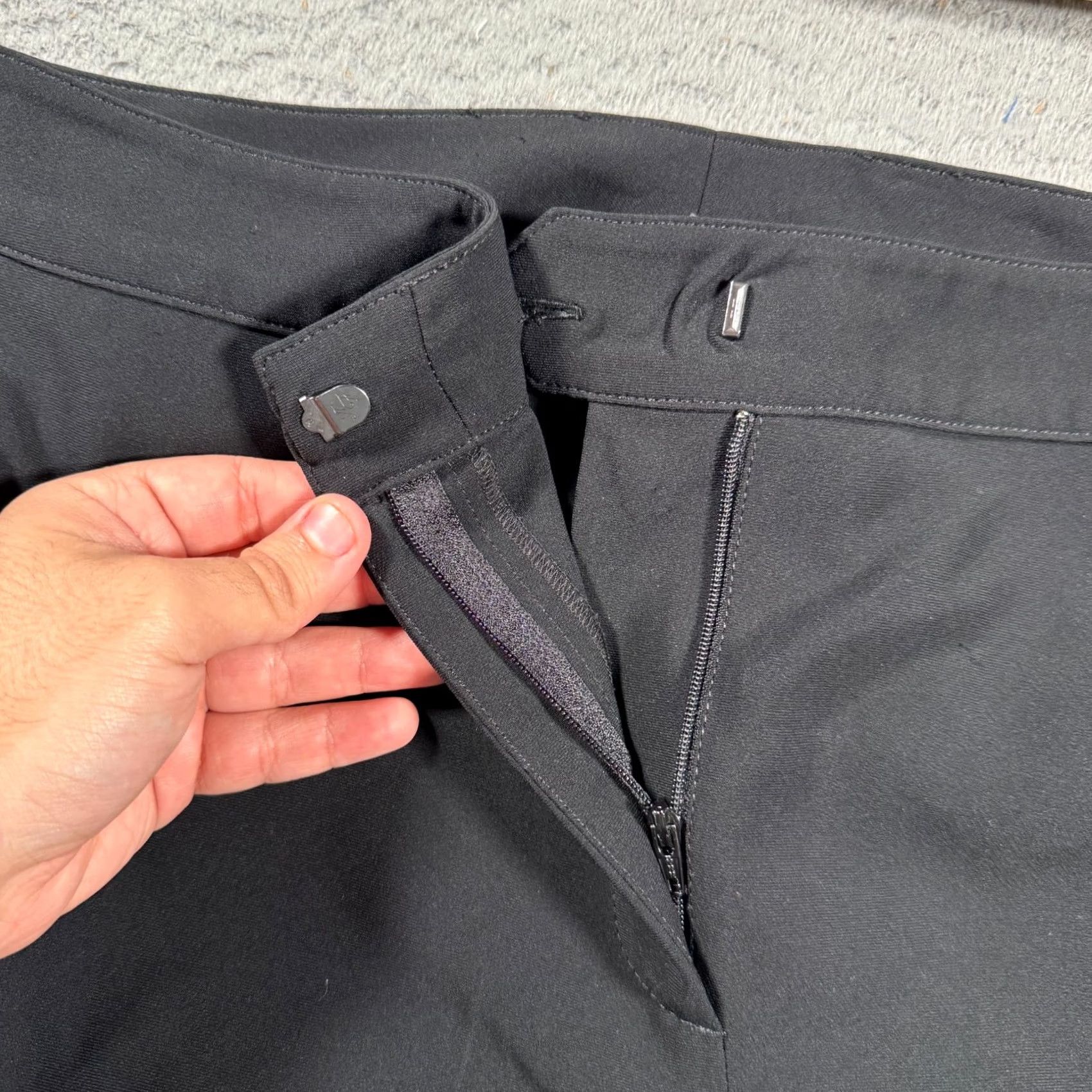 St. John VINTAGE? No. St. John Caviar Pants Womens 14 Black Dress Pants Flared High Rise Zipper Hook & Eye Dry Clean Only triacetate blend Size 36" / US 14 / IT 50 - 4 Thumbnail