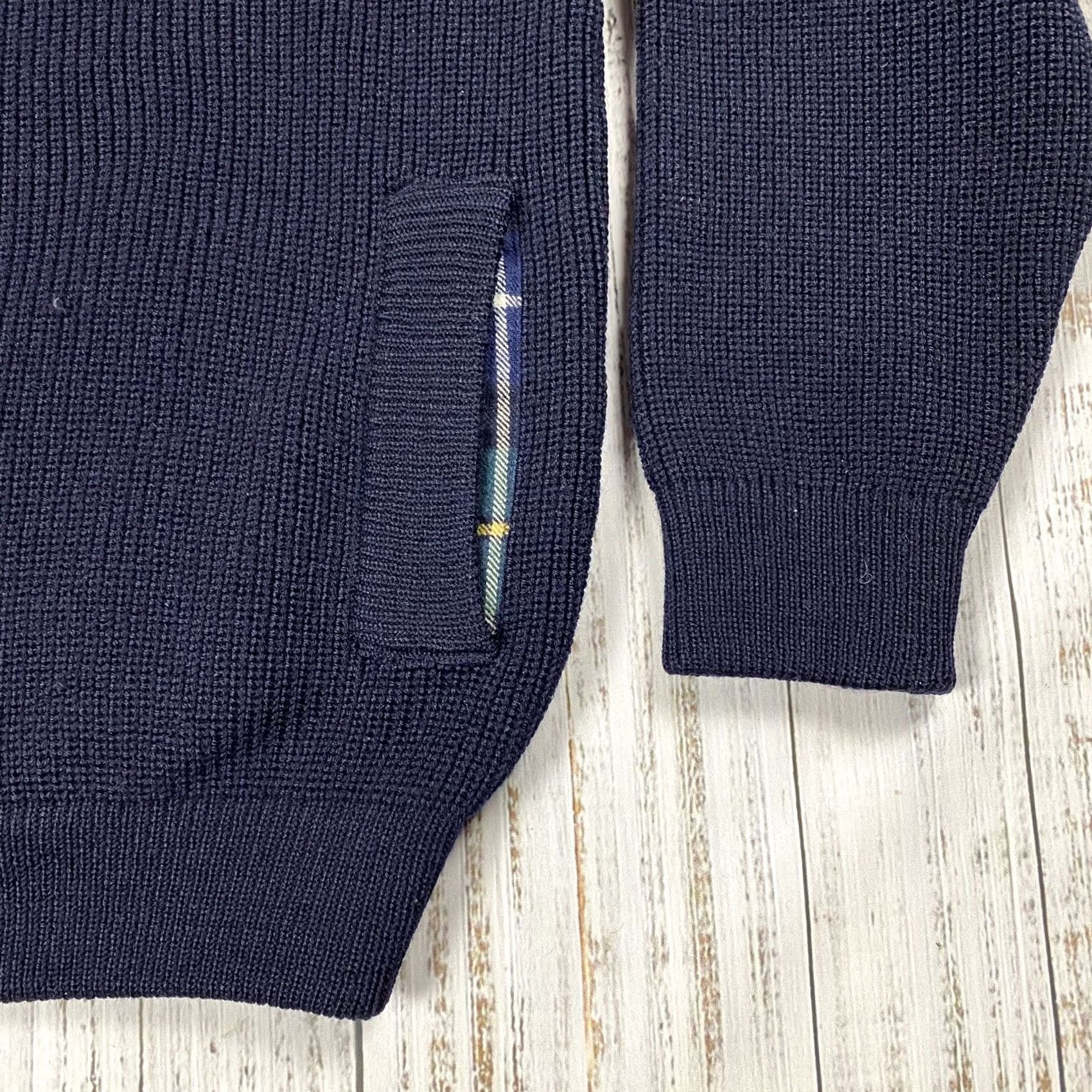 Vintage VINTAGE LANEROSSI ITALY Leather Button Cardigan Navy Blue Wool 50s 60s Marine Winglet L Mens Cardigan Size US L / EU 52-54 / 3 - 4 Thumbnail