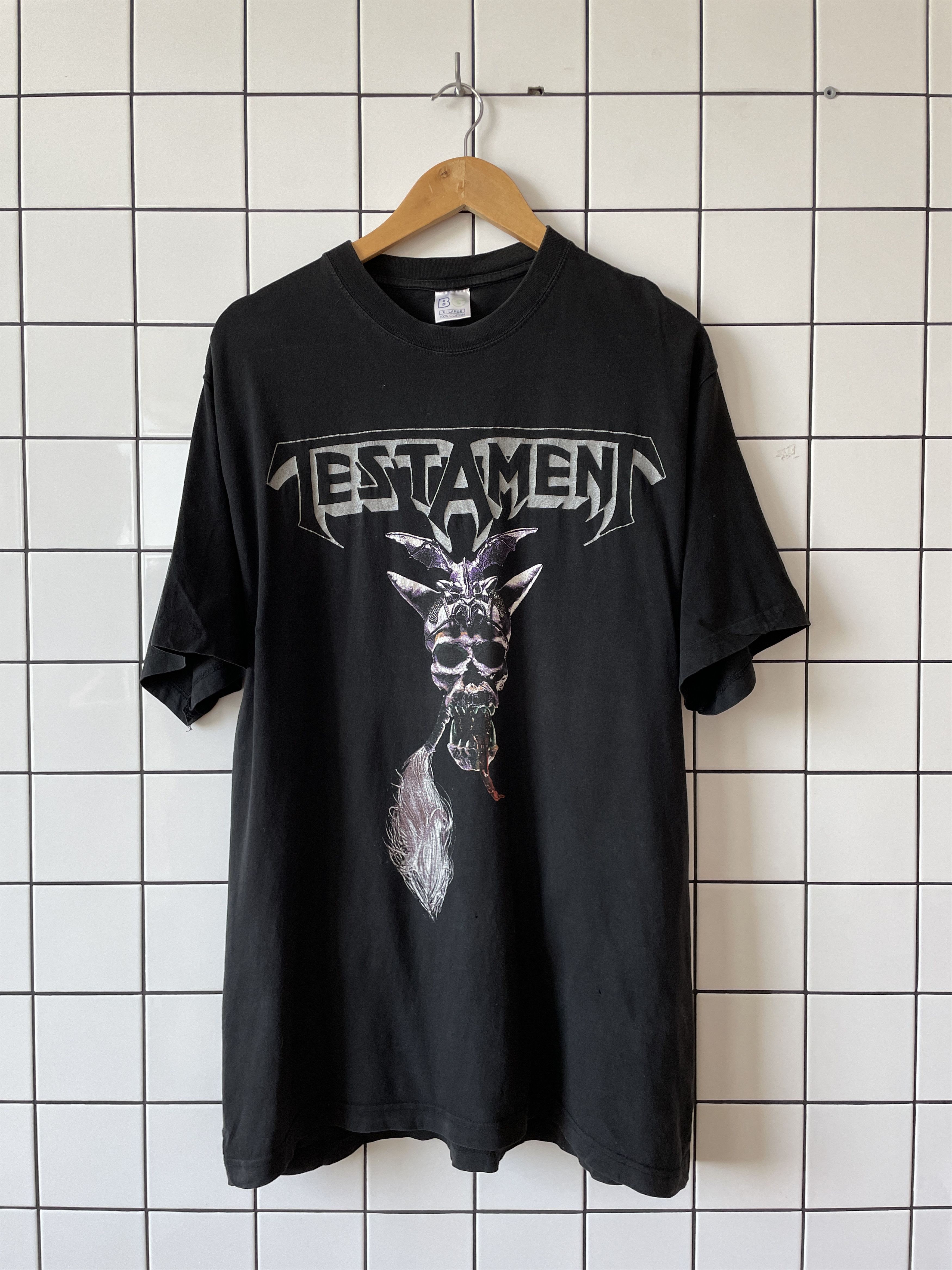 image of Band Tees x Rock T Shirt Testament T Shirt Graphic Heavy Metal Tee 1999 90's A7890 in Black (Size X