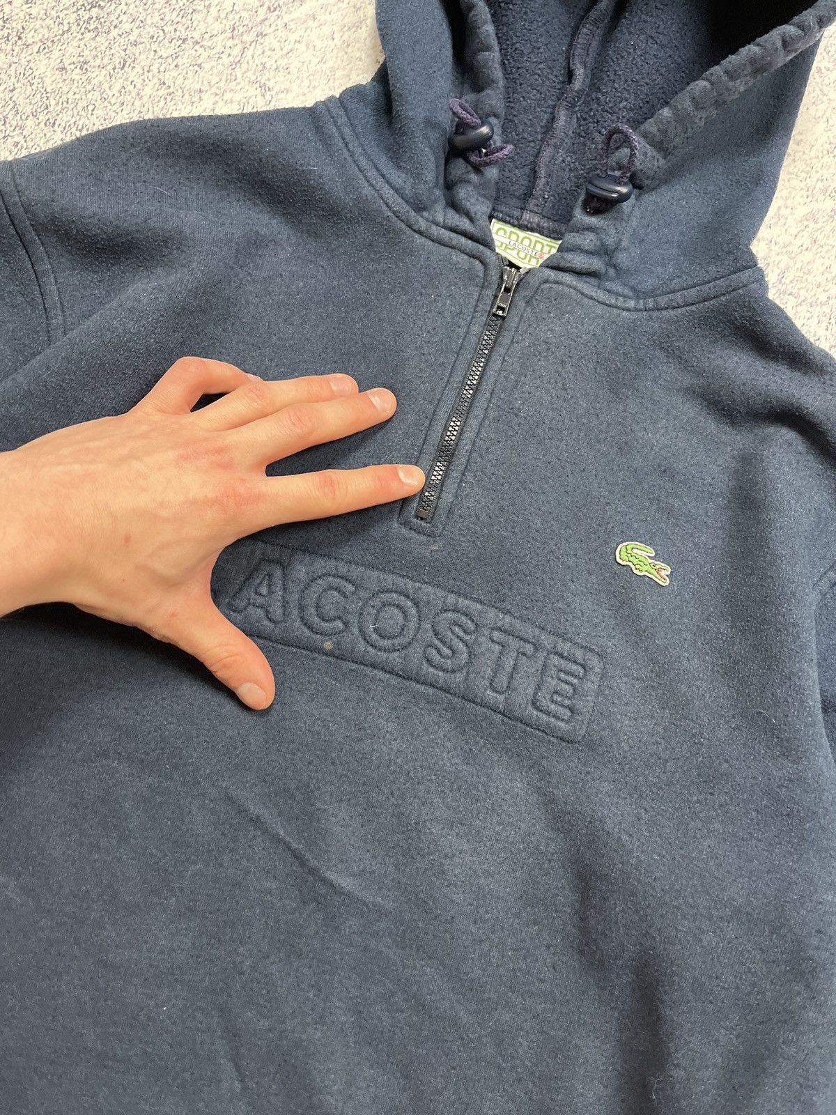 Lacoste × Vintage Vintage Lacoste 1/4 Zip Hoodie Faded Big Logo Y2K Size US S / EU 44-46 / 1 - 7 Thumbnail