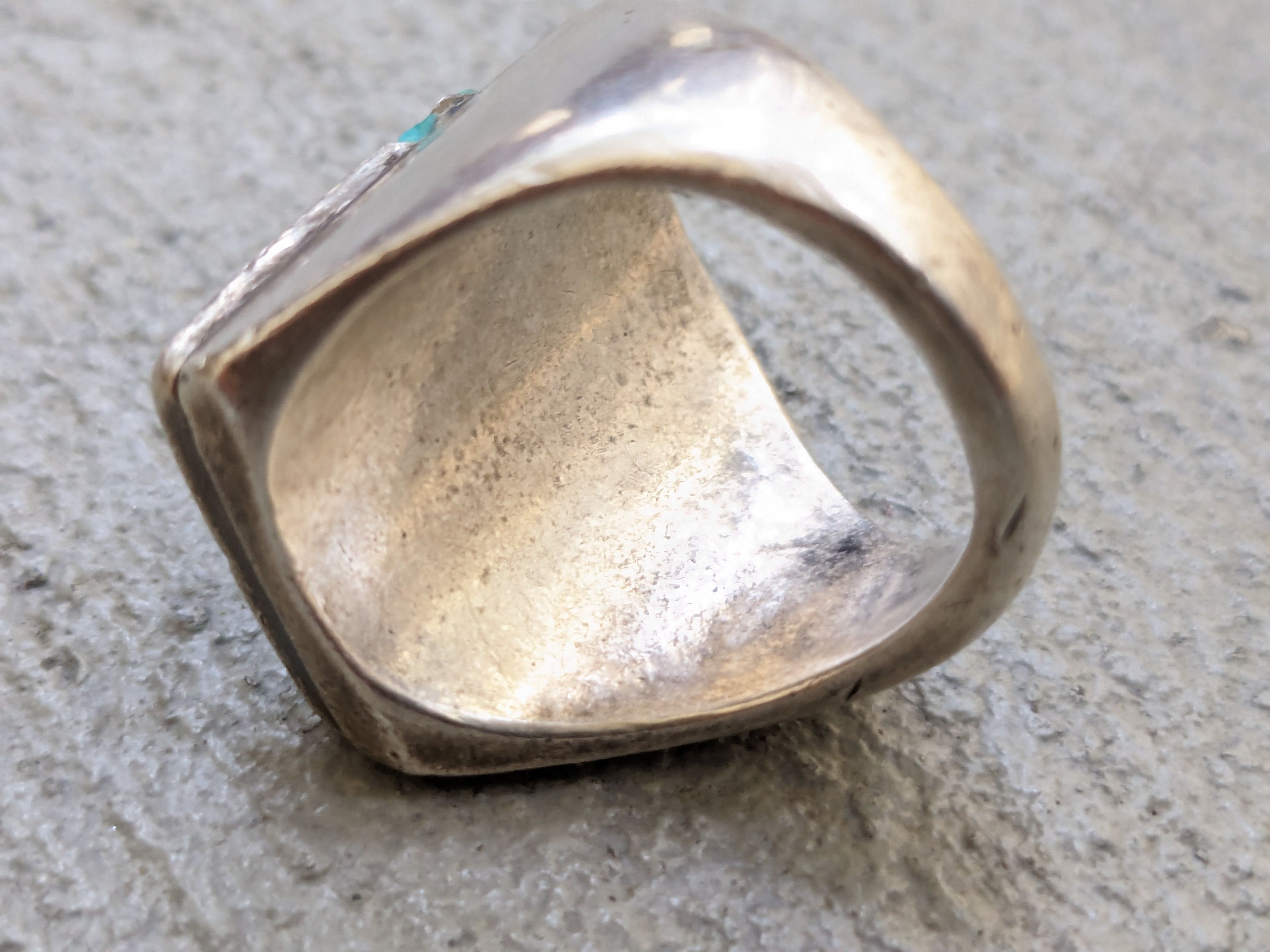 Other Vintage Sterling Silver Ring 11.5 Turquoise Rectangle Modern Size ONE SIZE - 12 Thumbnail