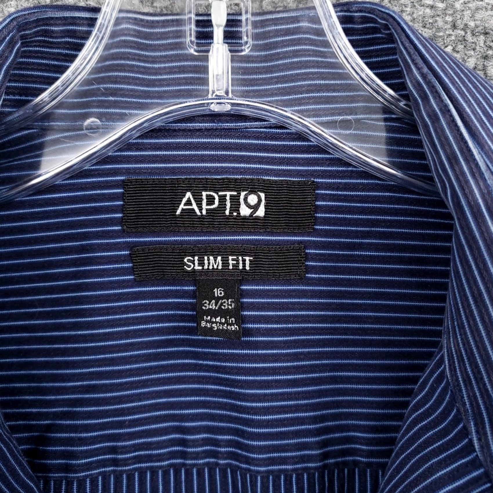 Apt. 9 Apt. 9 Dress Shirt Mens 16 Button-Up Blue Slim Fit Pinstripe Long Sleeve Cotton Size 42R - 3 Thumbnail