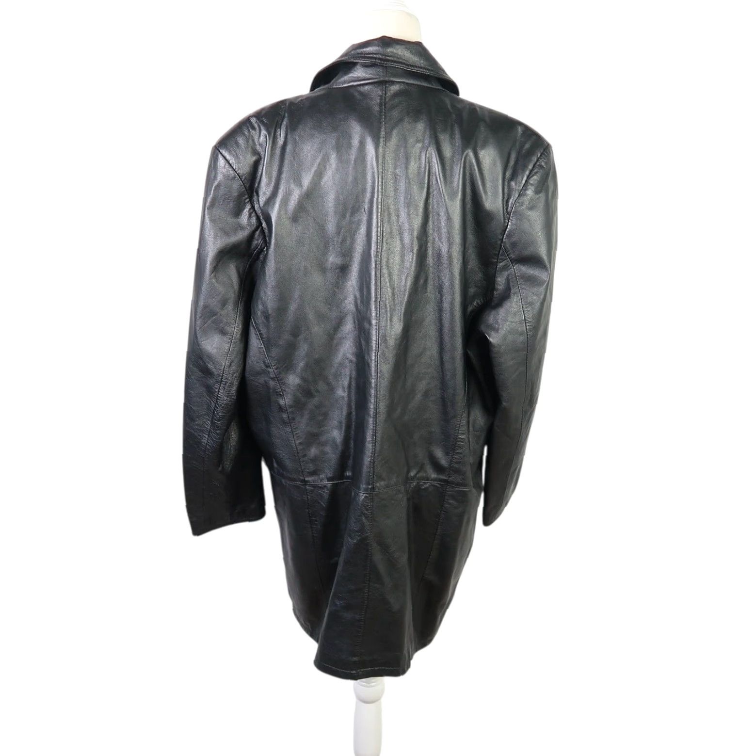 Vintage VINTAGE Pelle Black Leather Mid-Length Blazer Jacket Oversized M Women Size M / US 6-8 / IT 42-44 - 4 Thumbnail