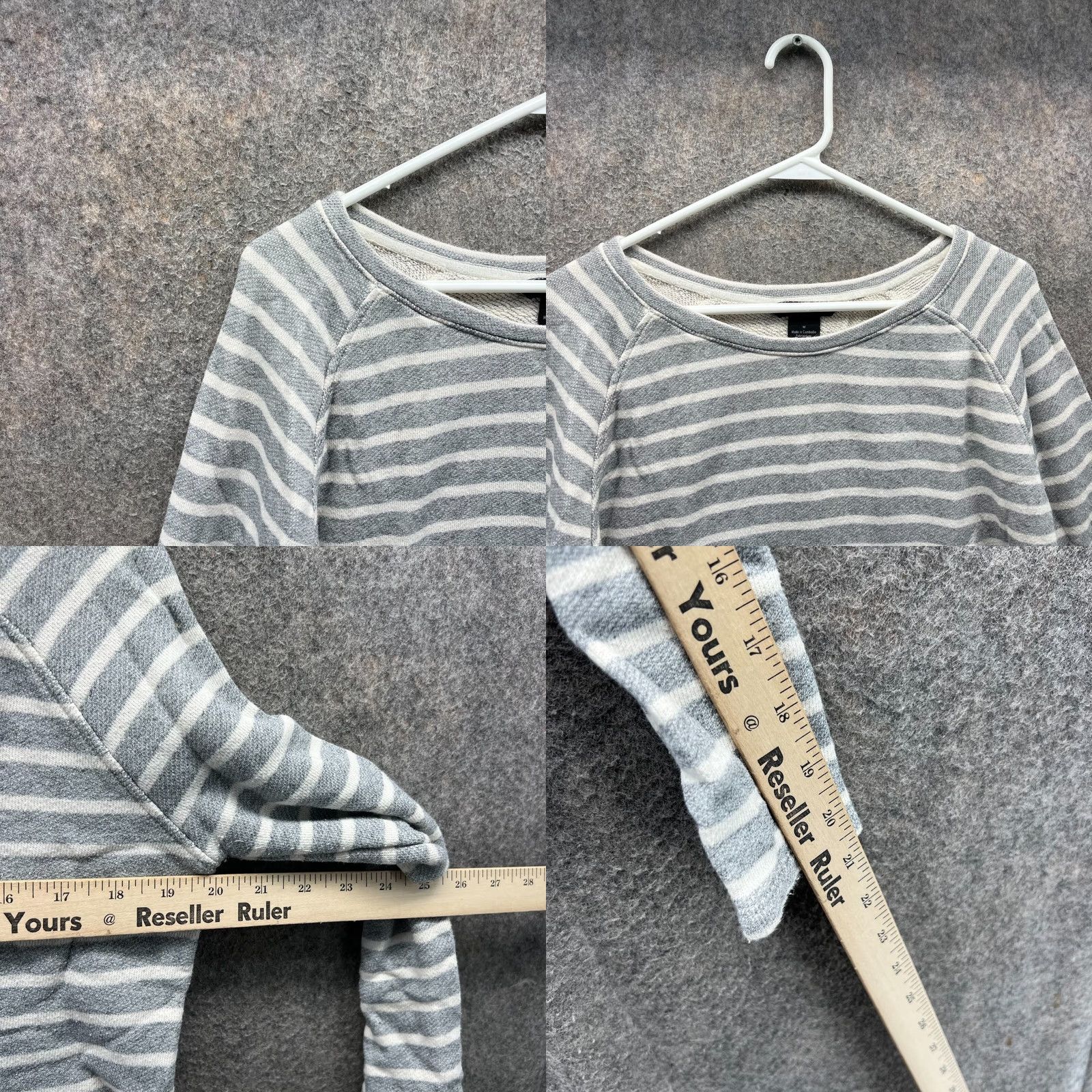 Calvin Klein VINTAGE Calvin Klein Shirt Women M Gray White Striped Long Sleeve Cropped Fleece Size M / US 6-8 / IT 42-44 - 8 Thumbnail