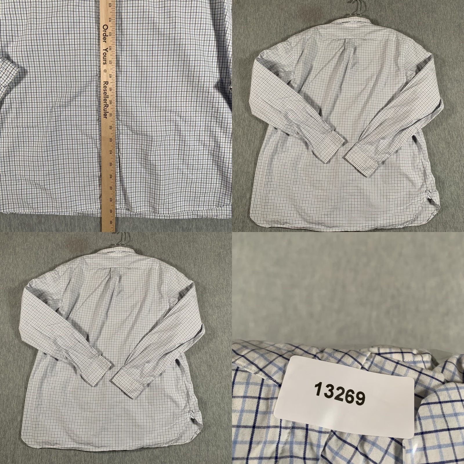 Ralph Lauren Ralph Lauren Shirt Mens 17.5 44 White Blue Check Button Down Dress Shirt Size 48R - 8 Thumbnail
