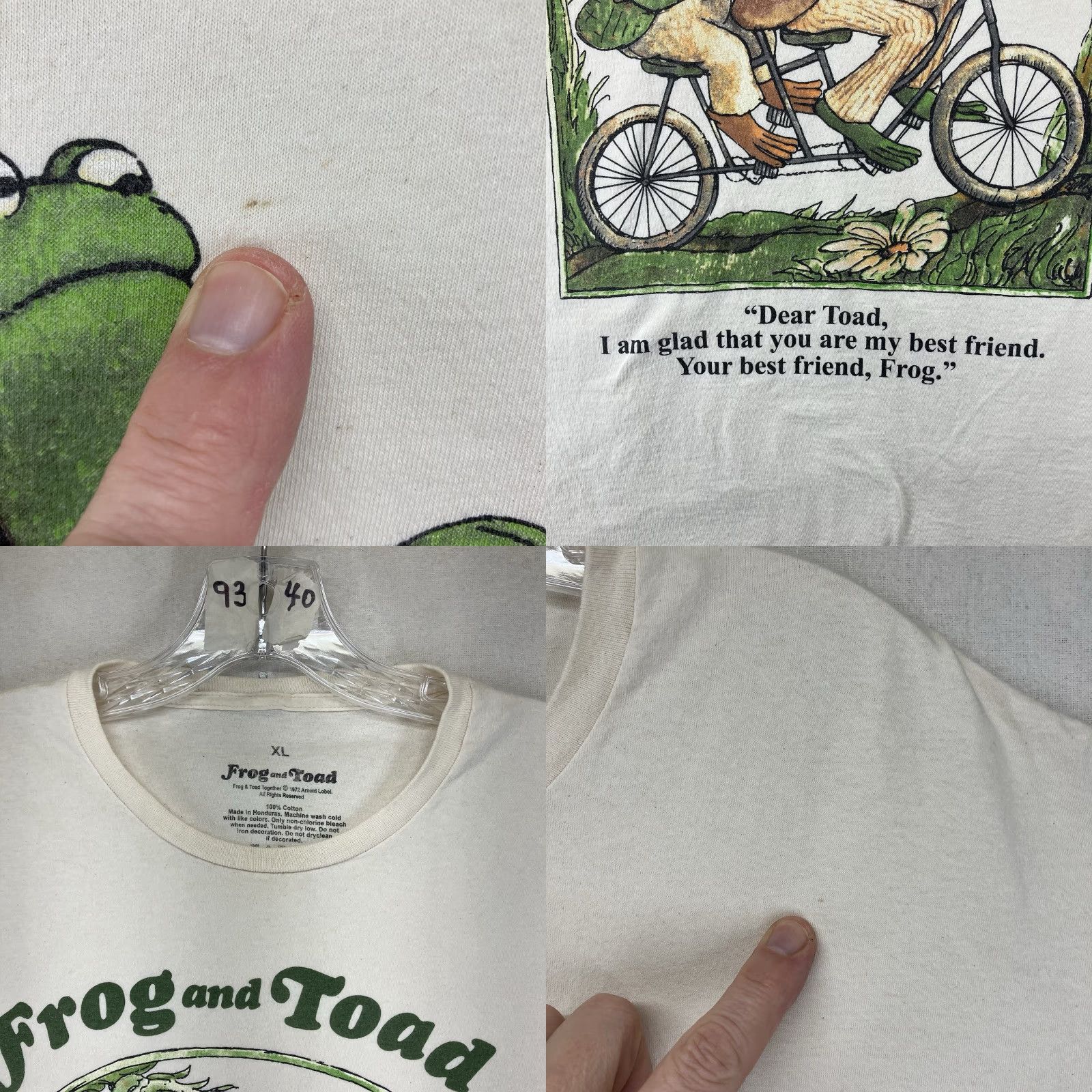 Vintage Frog And Toad T Shirt Frog And Toad Graphic Print Mens XL Beige 70s Retro Classic Friends Animals All Cotton Crew Neck Short Sleeve Size US XL / EU 56 / 4 - 8 Thumbnail