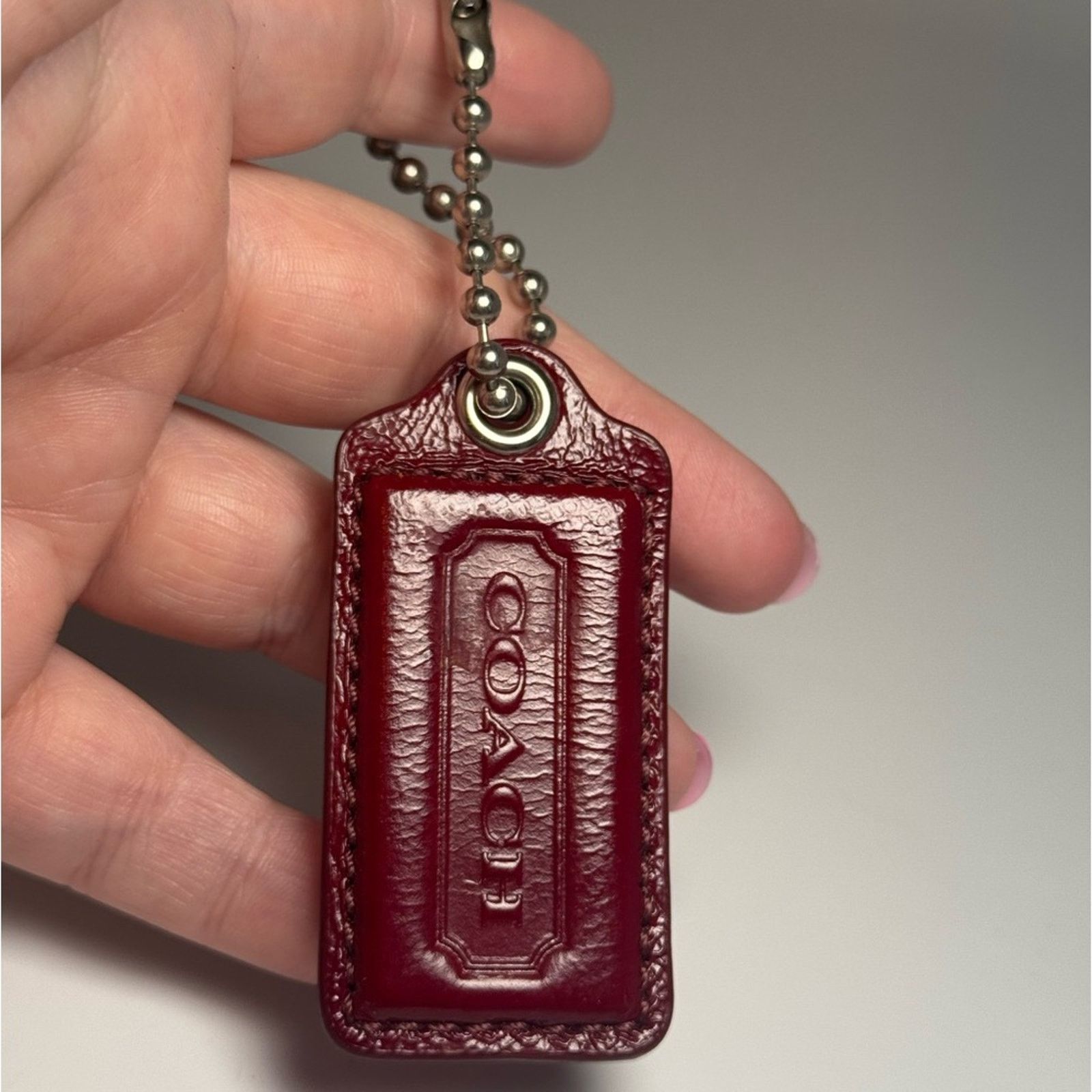 Coach Coach Patent Leather Burgundy Bag Charm Hang Tag w/Silver Size ONE SIZE - 1 Thumbnail