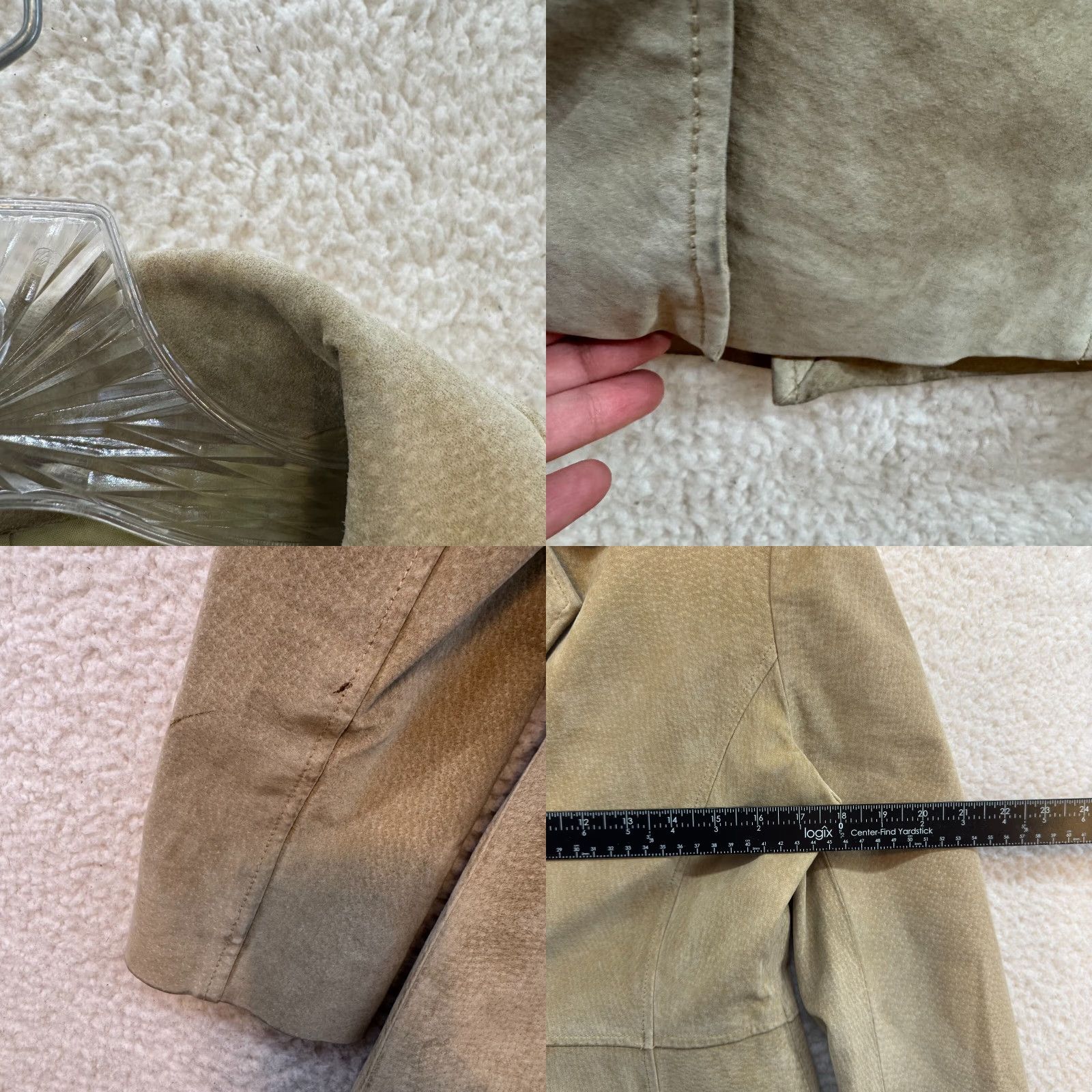 Vintage VINTAGE Leather Jacket Trench Coat Jacket Beige Khaki Tan Long Midi S Small Medium Beige Size S / US 4 / IT 40 - 8 Thumbnail