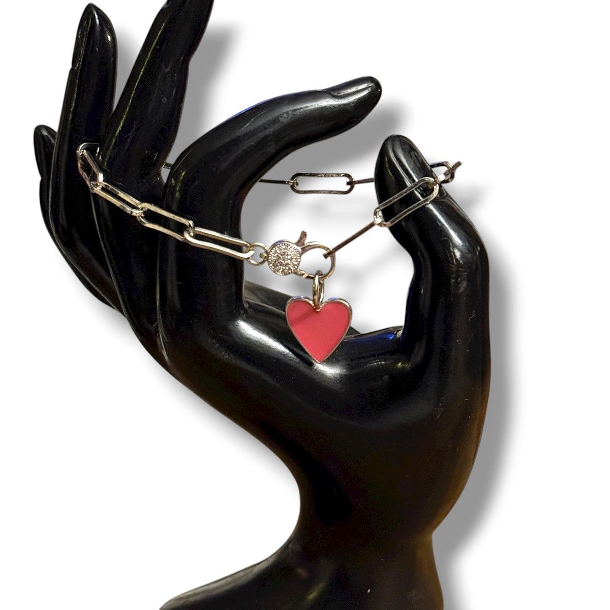 Other Silver tone paper clip link heart charm bracelet Size ONE SIZE - 2 Thumbnail
