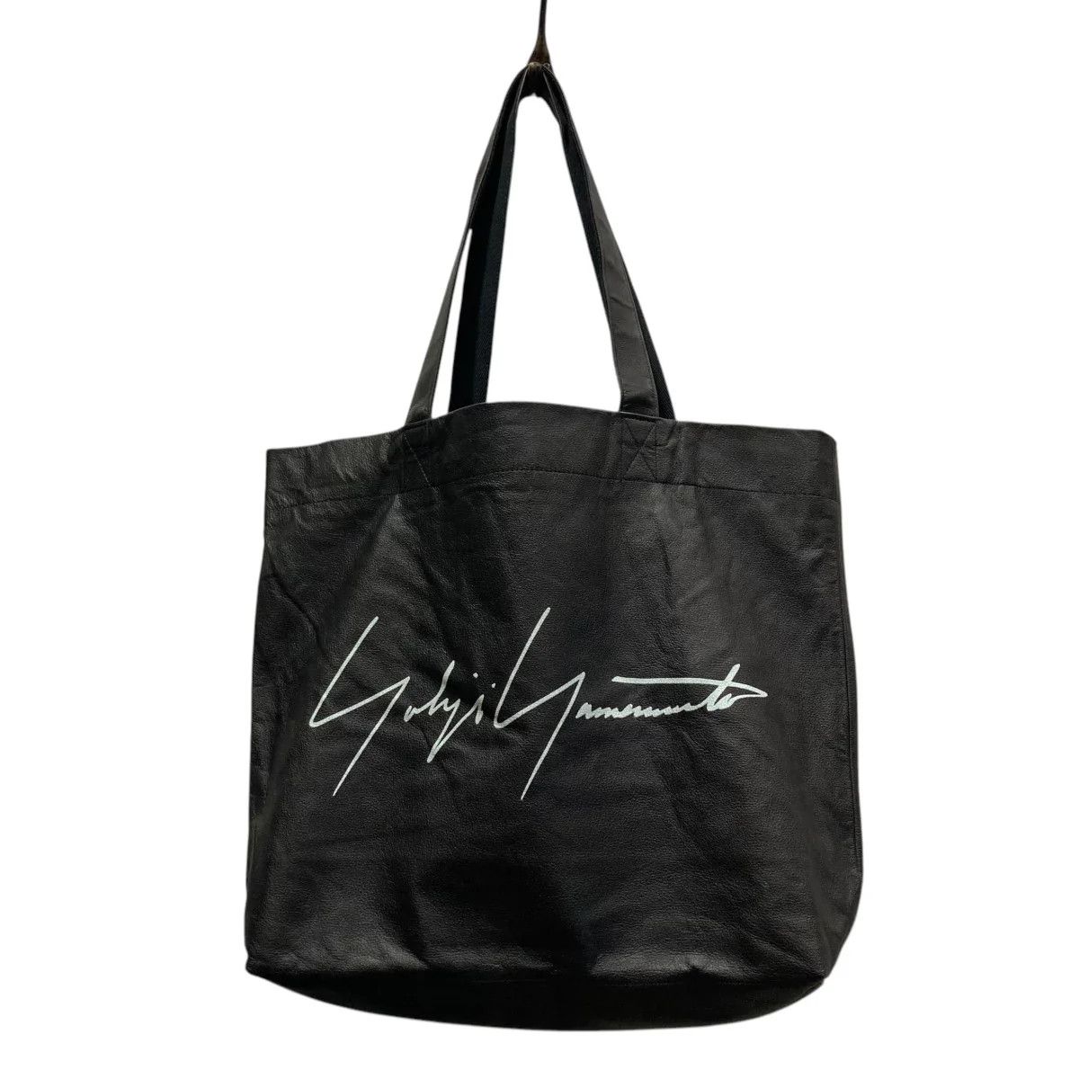 Yohji Yamamoto pour homme logo leather tote bag