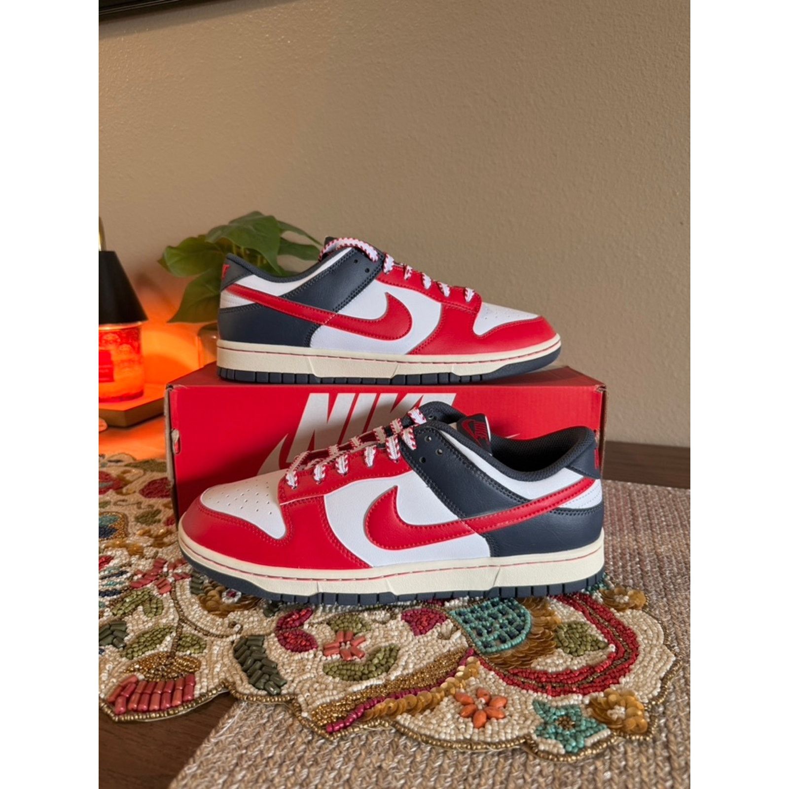 Nike Nike Dunk Low Boston Red Sox White University Red Navy Blue Size US 9 / EU 42 - 1 Thumbnail