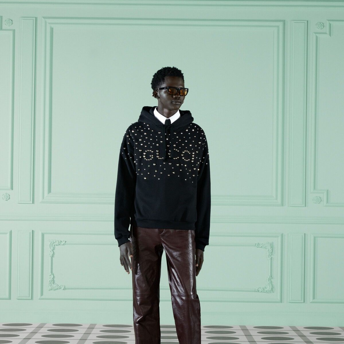 Gucci o1mt1gz0725 Studded Felted Cotton Jersey Sweatshirt Hoodie Size US M / EU 48-50 / 2 - 5 Thumbnail