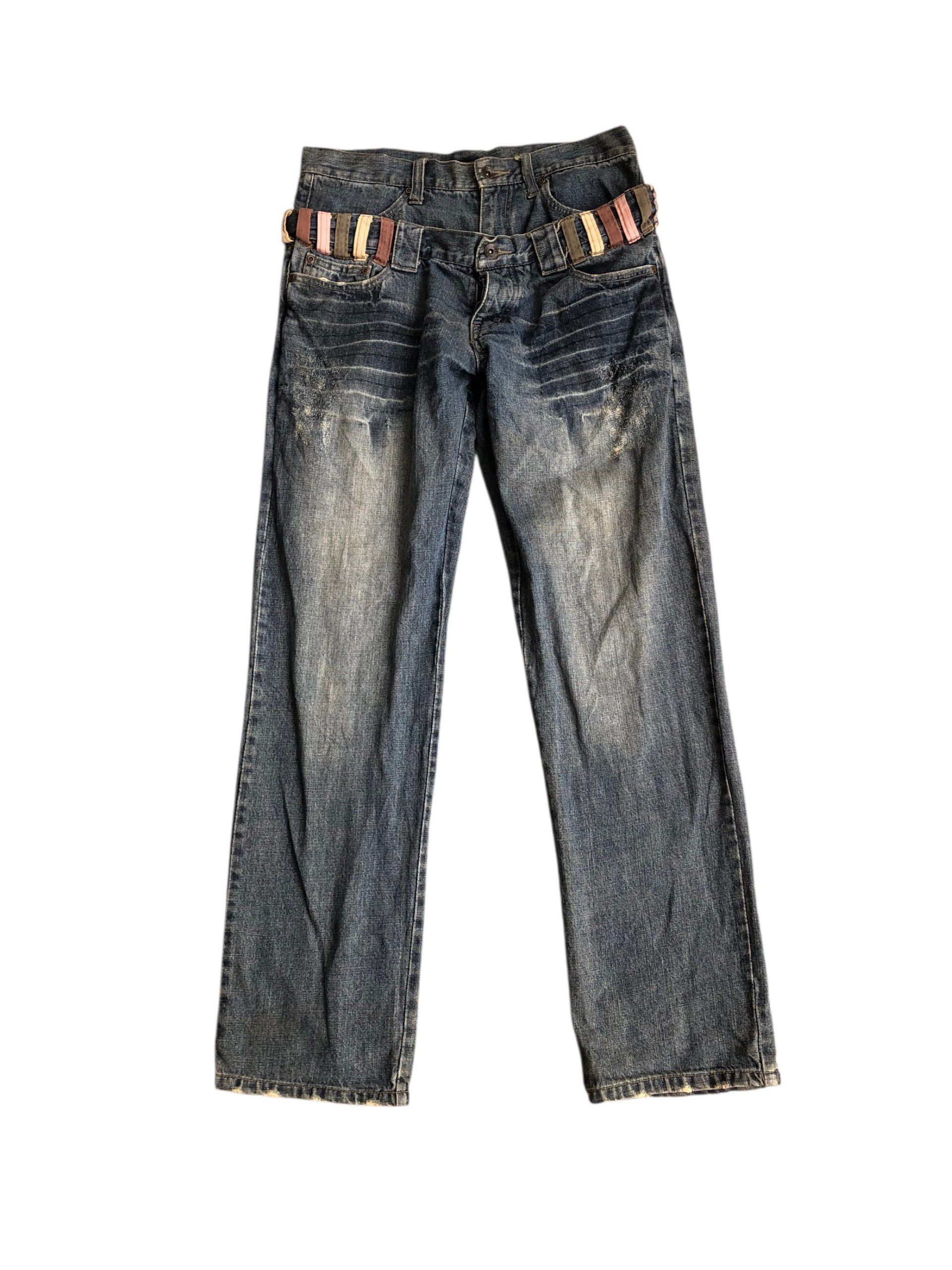 If Six Was Nine 2000s Double Waist Fading Jeans Vkei style Y2k Japanese Size US 30 / EU 46 - 1 Thumbnail