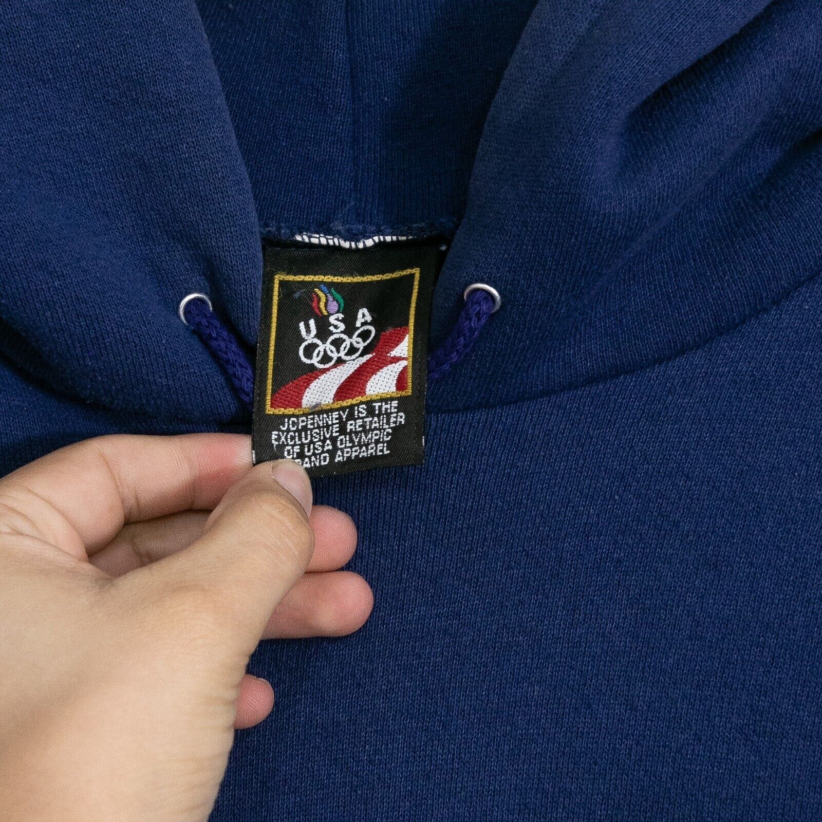 Vintage Vintage 90s USA Olympics Blank Hoodie Large - JC Penney Blue Size US L / EU 52-54 / 3 - 6 Thumbnail