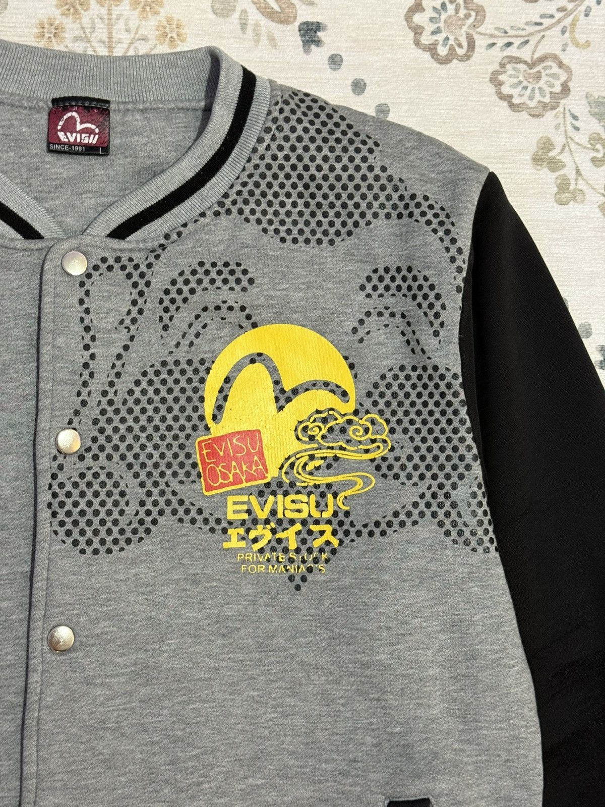 Evisu Evisu Osaka Varsity Jacket Grey Japanese Designer Size US L / EU 52-54 / 3 - 6 Thumbnail