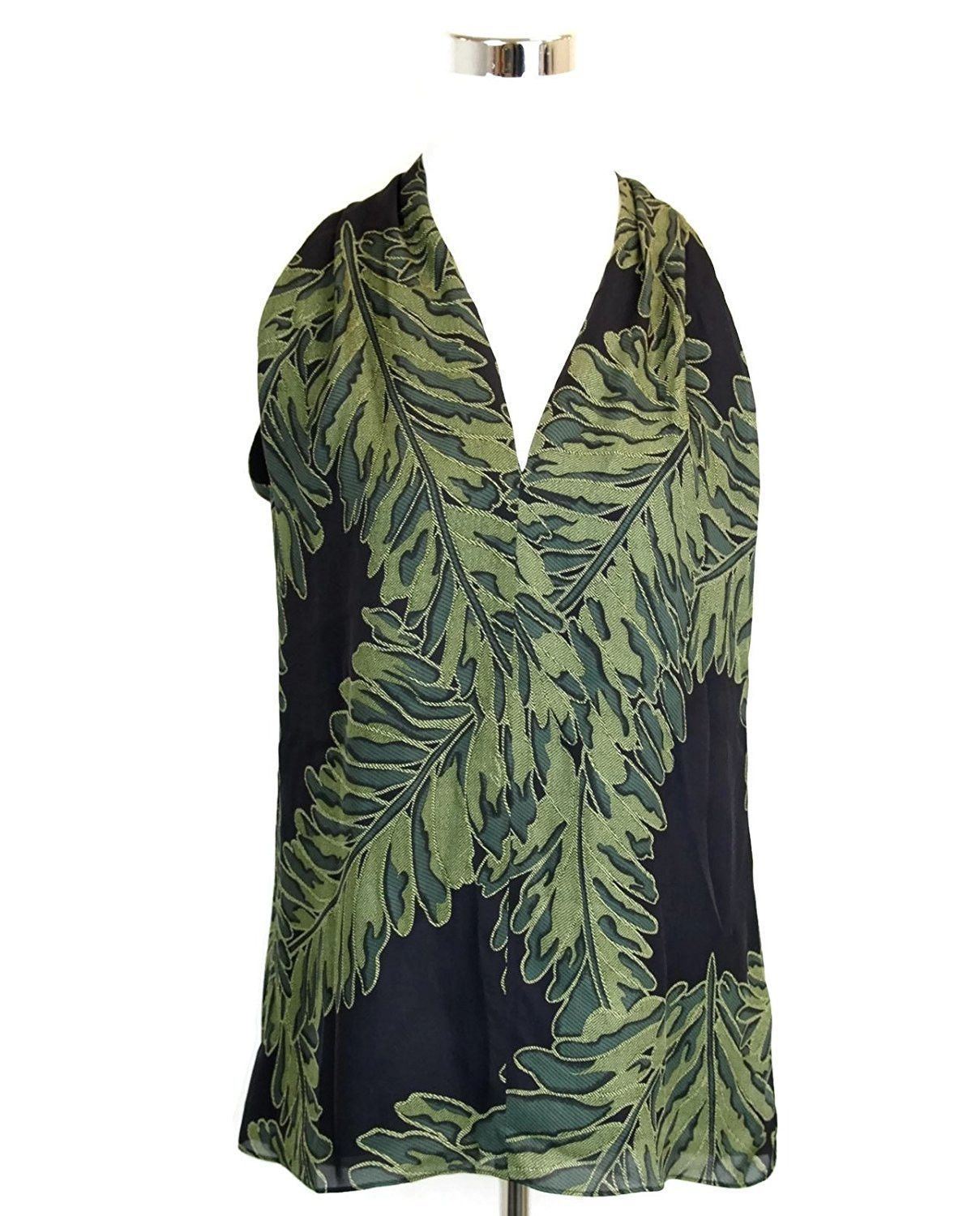 Gucci Women's Green Silk Leaf Printed Halter Top (Size 38) Size XS / US 0-2 / IT 36-38 - 1 Thumbnail