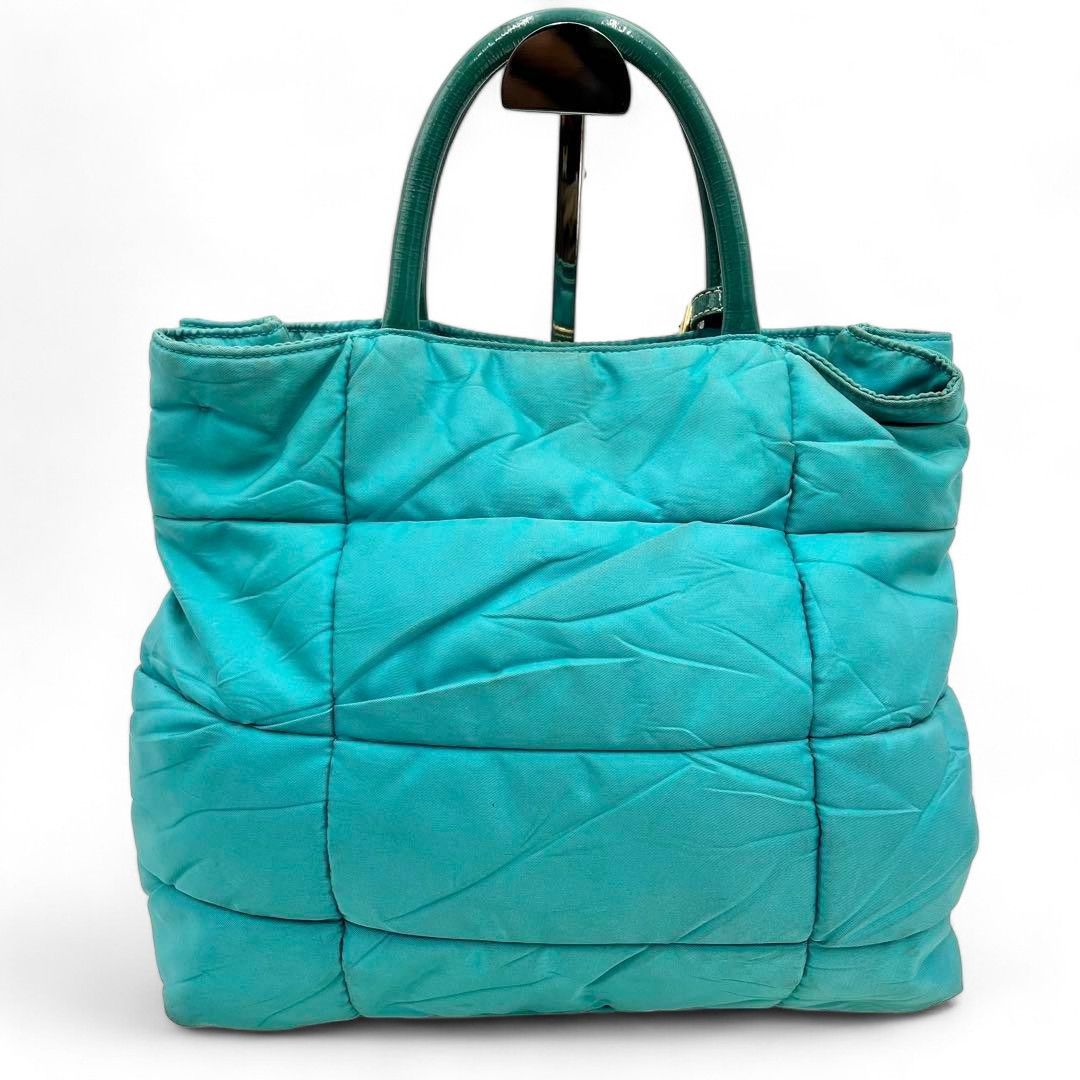 Prada Prada - Quilted Handbag Turquoise Triangle Logo Plate Blue Size ONE SIZE - 3 Thumbnail