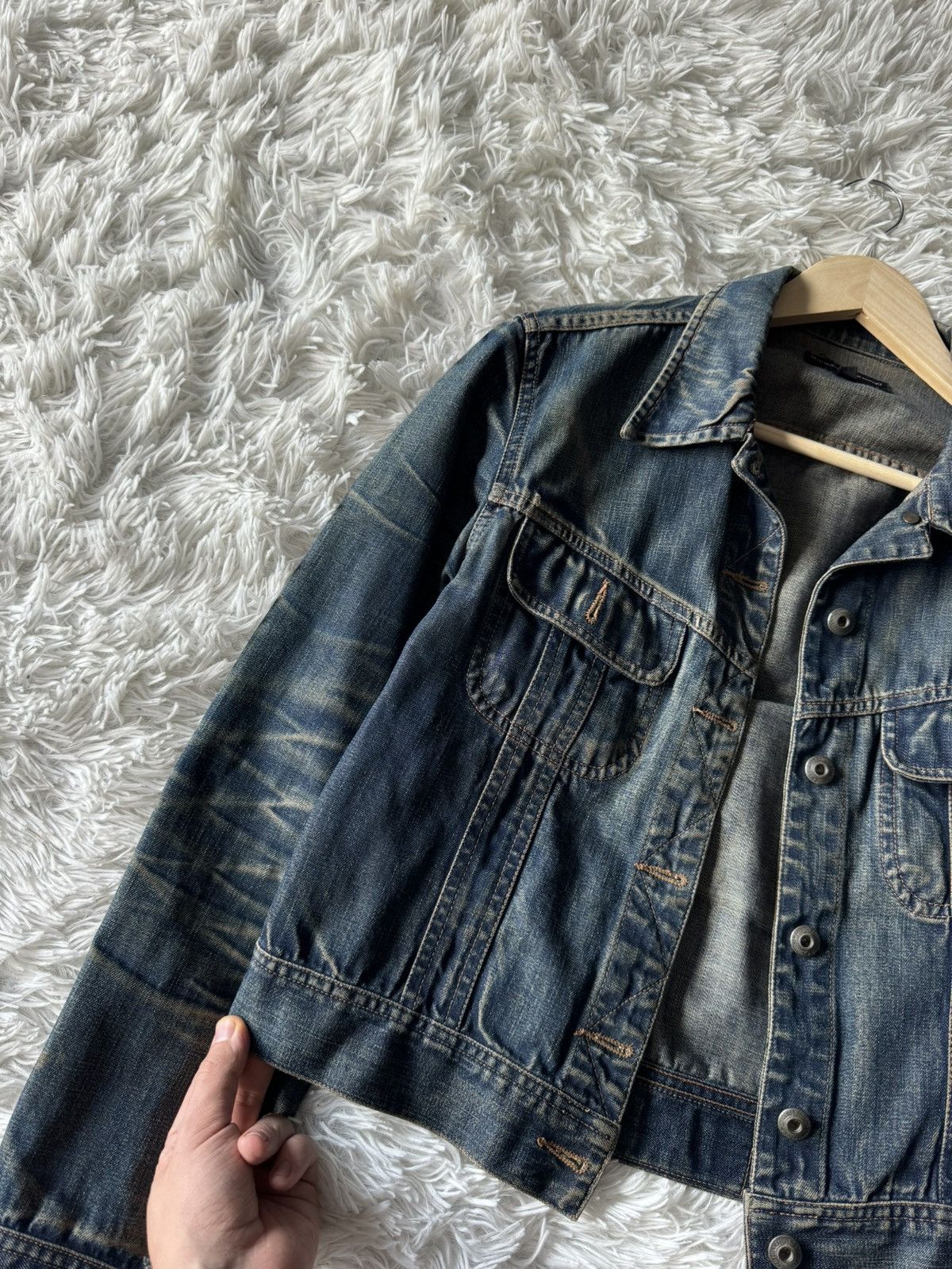 Hysteric Glamour Japanese Dyed Distressed Faded Washed Denim Trucker Jacket Size US M / EU 48-50 / 2 - 4 Thumbnail
