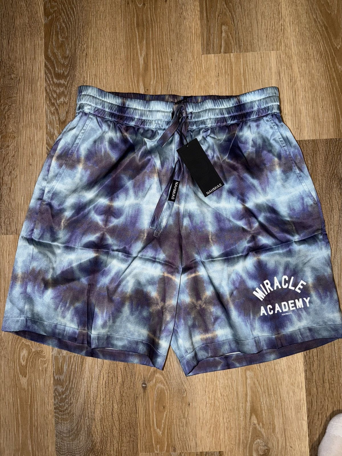 Naissance Nahmias Tie-Dye Stretch-Silk Shorts - Blue MEDIUM Size US 32 / EU 48 - 1 Thumbnail