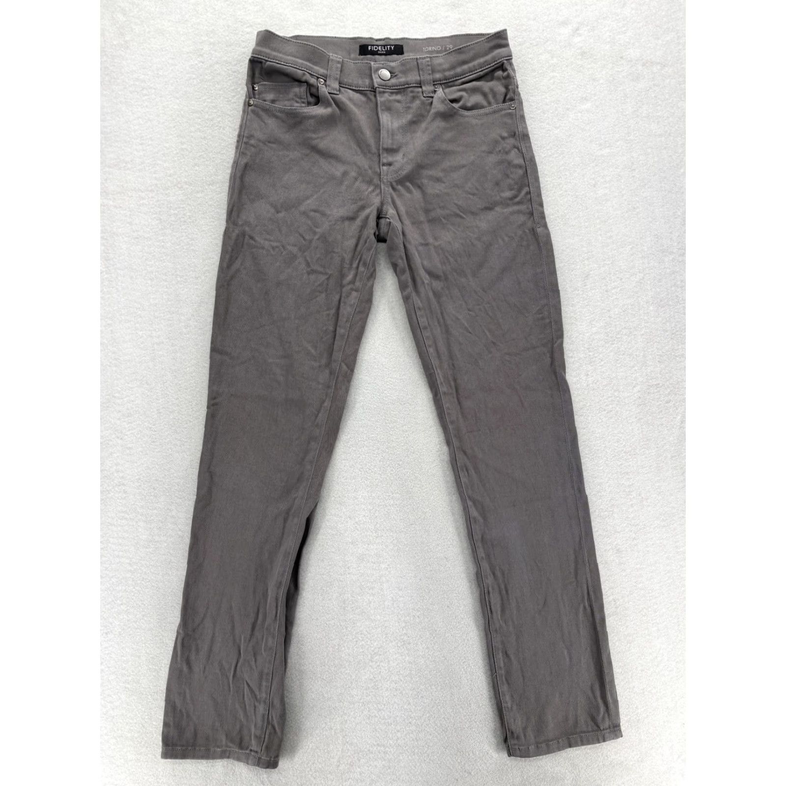 Denime Fidelity Torino Jeans Mens 29x32 Gray Charcoal Stretch Denim Straight Casual Size US 29 - 2 Thumbnail