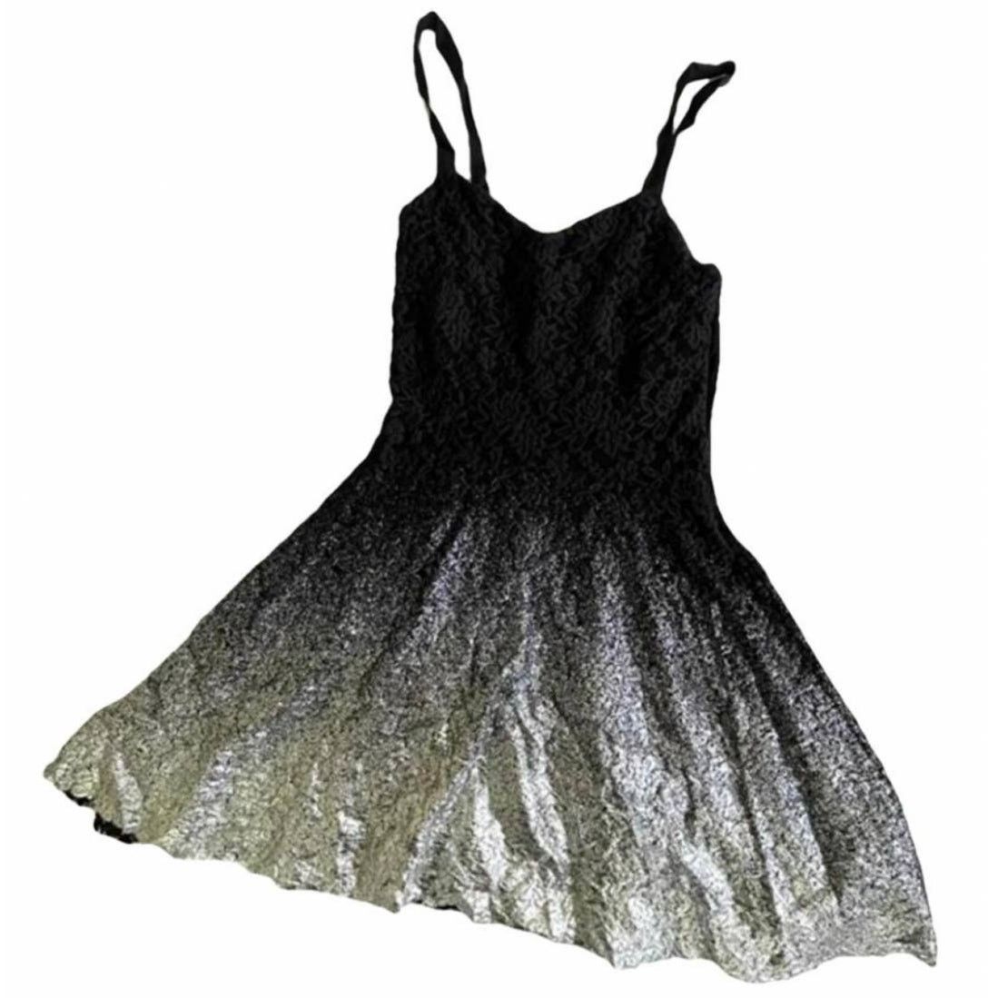 Free People FP FREE PEOPLE Black Silver Metallic Knit Tank Mini Dress Size S / US 4 / IT 40 - 10 Thumbnail