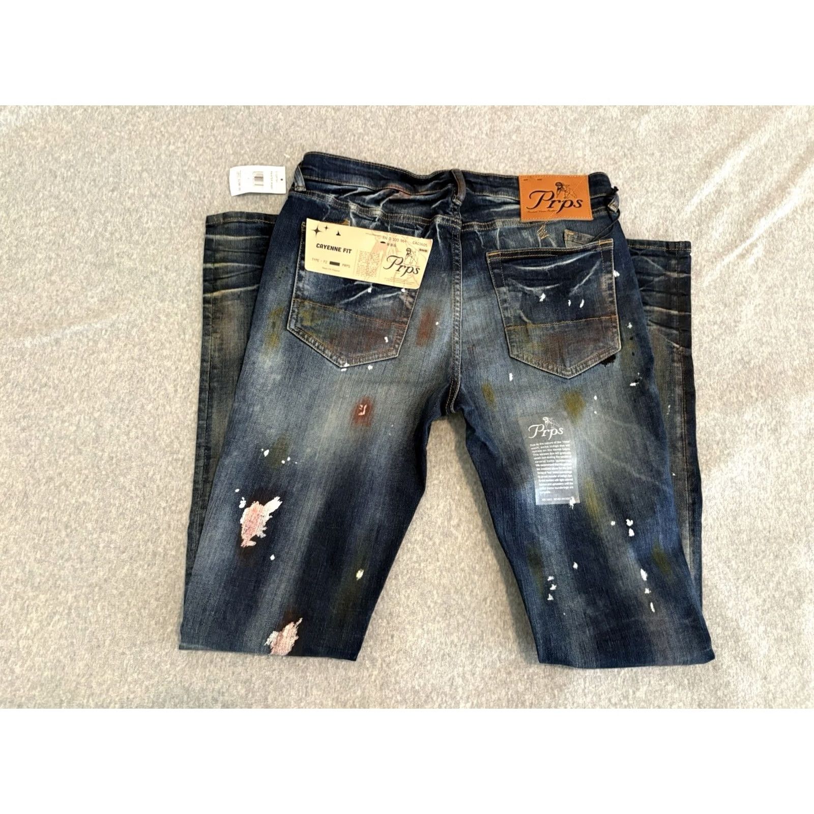 Prps Prps Jeans Men Skinny Distressed Painter Wash 31x33 Slim Fit Cotton Blend Denim Cotton Blend Blue 31x33 Universal Men Size US 31 - 6 Thumbnail