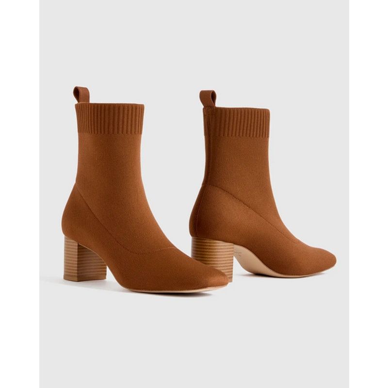 Quince Quince EcoKnit Heeled Bootie Cognac Size 6 NWT in Box Size US 6 / IT 36 - 2 Thumbnail