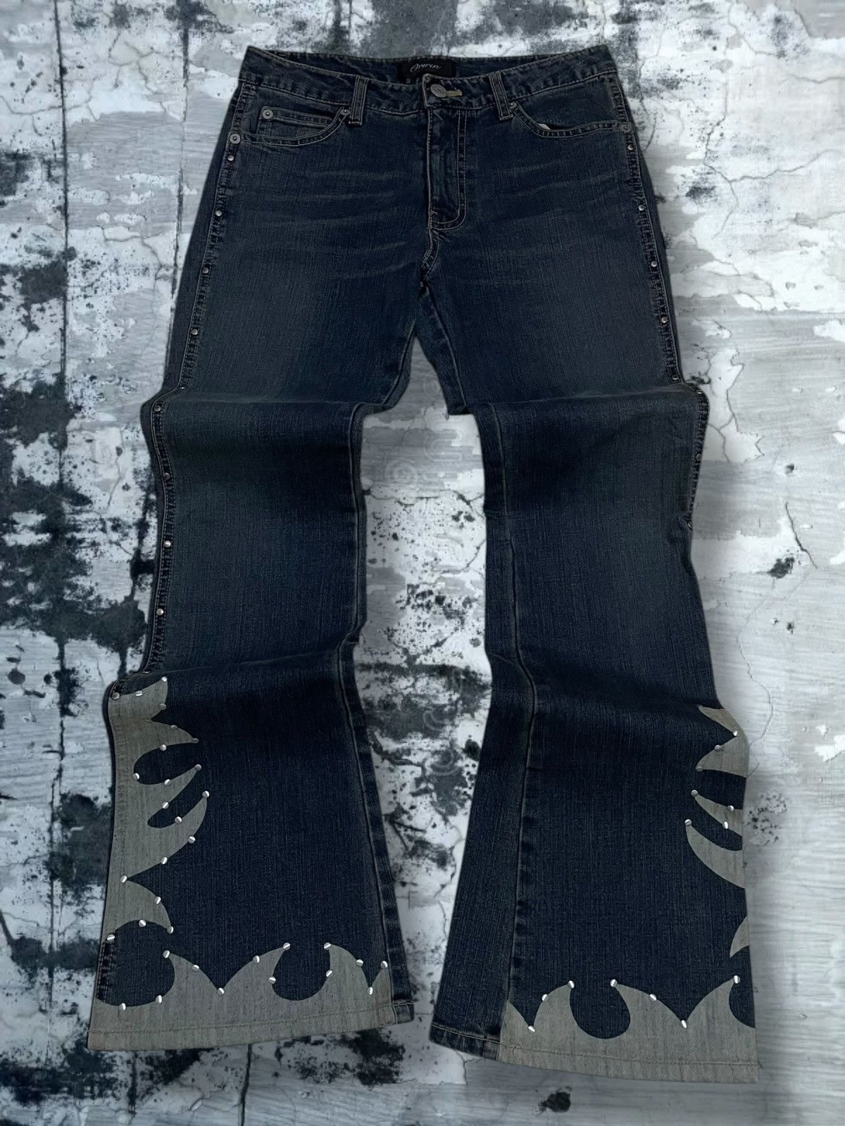 Tornado Mart Vintage 1990s Japan Designer Oririn Flared Art Obelisk Denim Size US 26 / EU 42 - 1 Thumbnail