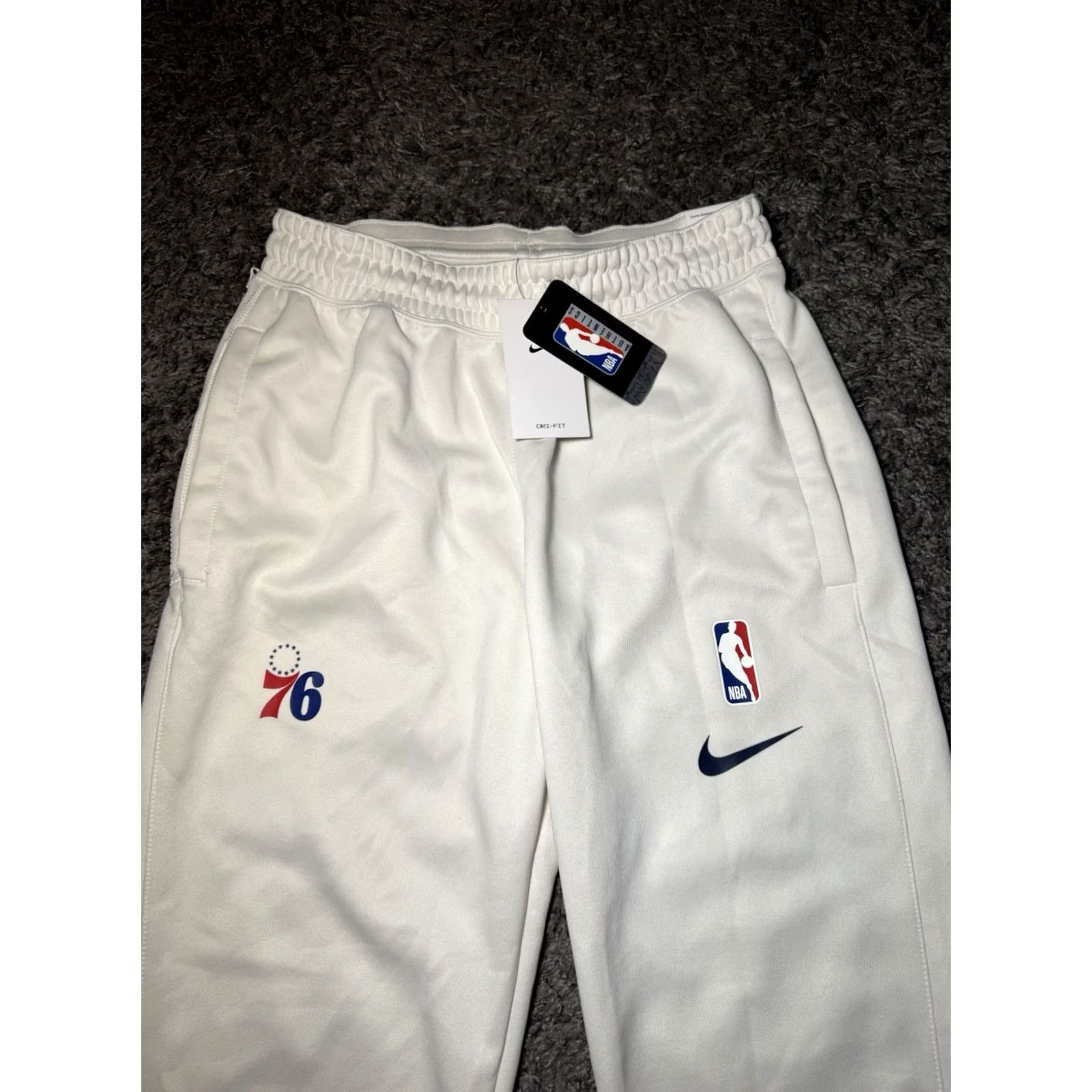 Nike Nike NBA Philadelphia 76ers Sixers PE Game Sweatpants Team Issue Mens Small White Dri-FIT Sweatpants Size US 29 - 2 Thumbnail