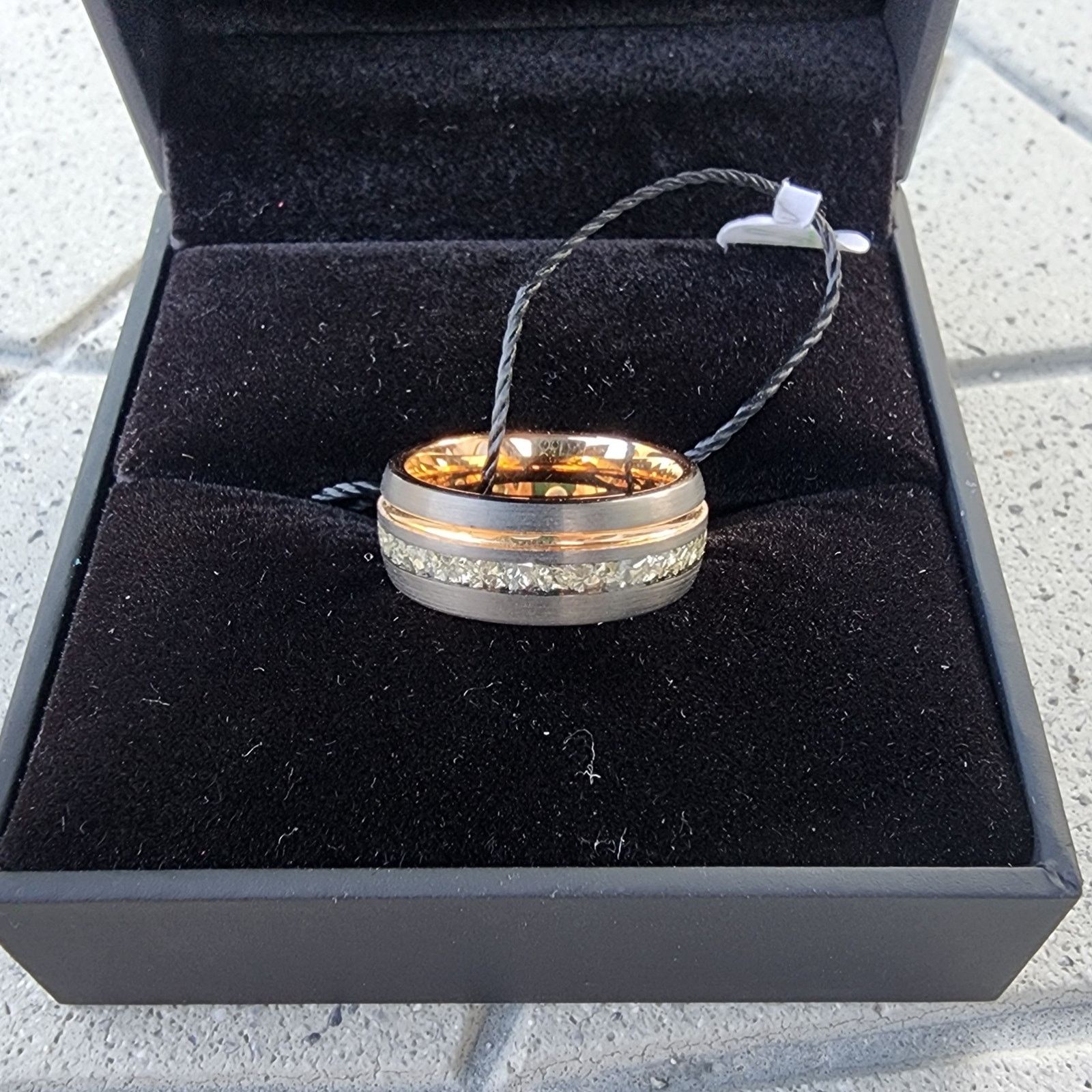 Tungsten Titans Gunmetal Rose Gold Plated German Glass Ring