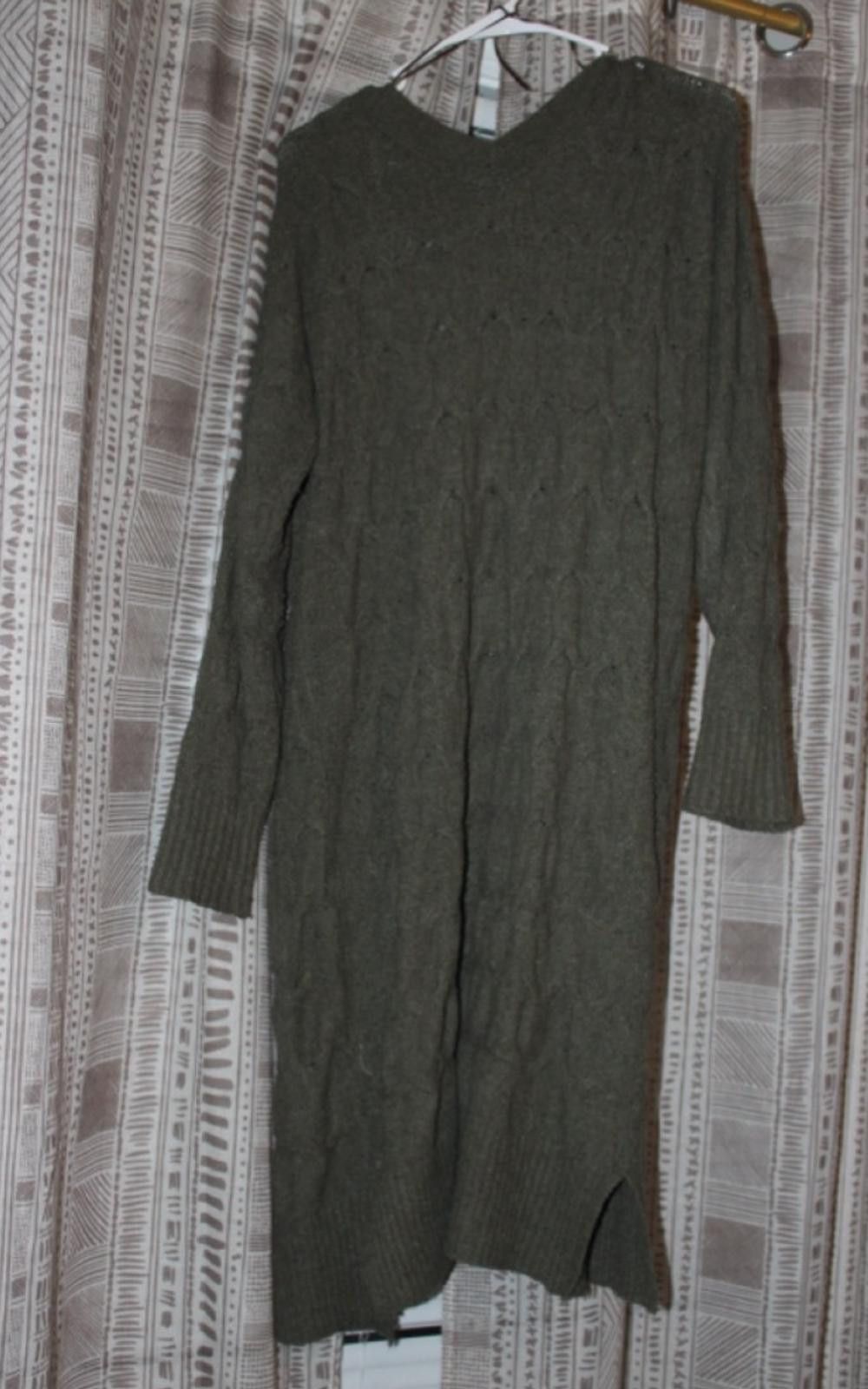 Other Pink Rose Long Olive Green Cable Knit Cardigan w Pockets S Size S / US 4 / IT 40 - 4 Thumbnail