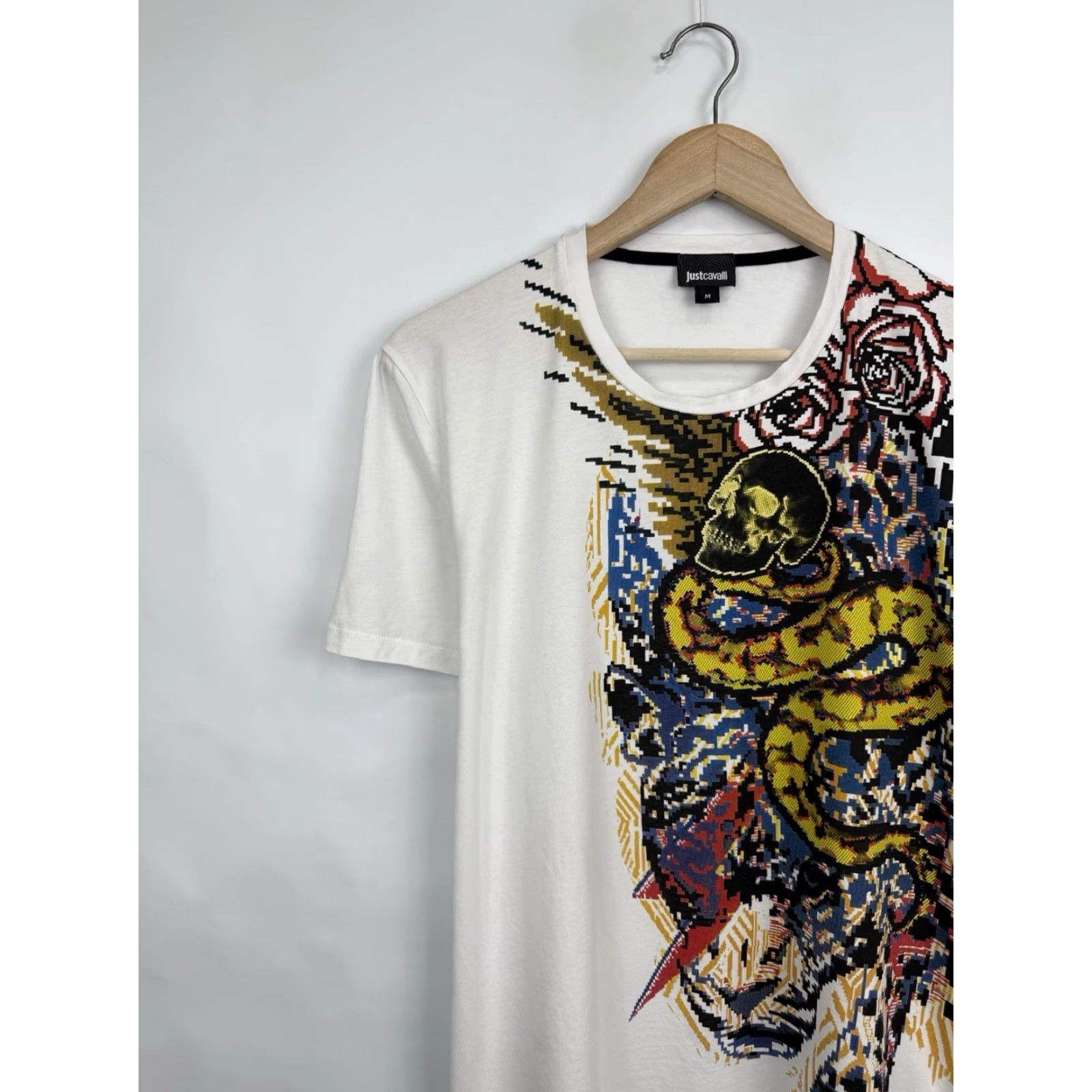 Just Cavalli Just Cavalli T-Shirt M White Tiger Skull Snake Art Asymmetrical Artwear Mens Size US M / EU 48-50 / 2 - 4 Thumbnail