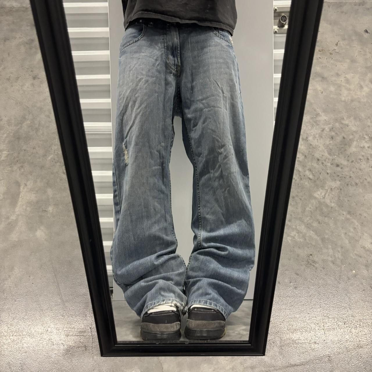 Japanese Brand × Vintage Crazy Vintage Y2K/2000s Grunge Medium Wash Bootcut Skater Denim Jeans! Size US 32 / EU 48 - 1 Thumbnail