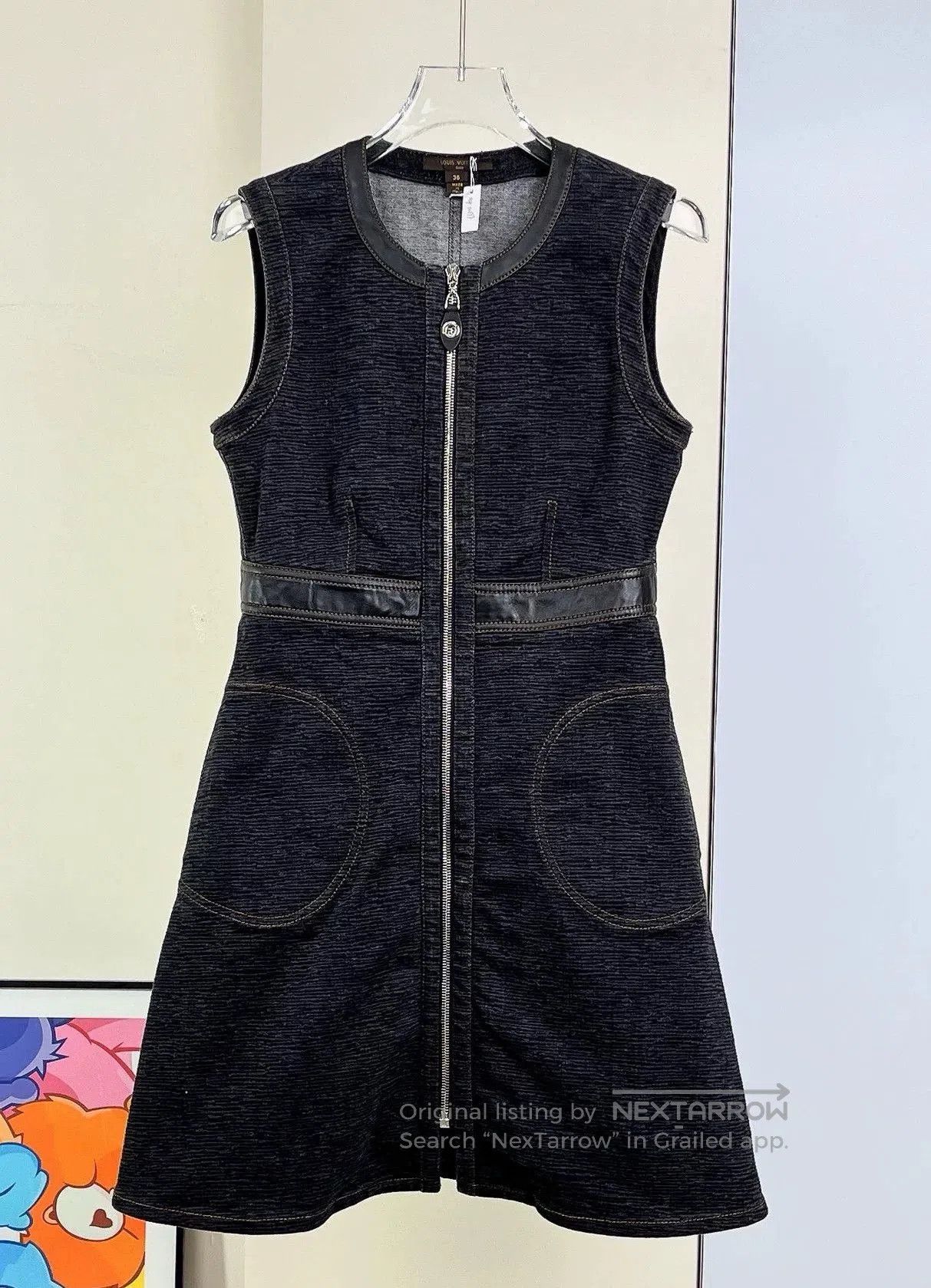 Louis Vuitton Louis Vuitton Black Gray Zip Denim Dress. Size XS / US 0-2 / IT 36-38 - 2 Thumbnail