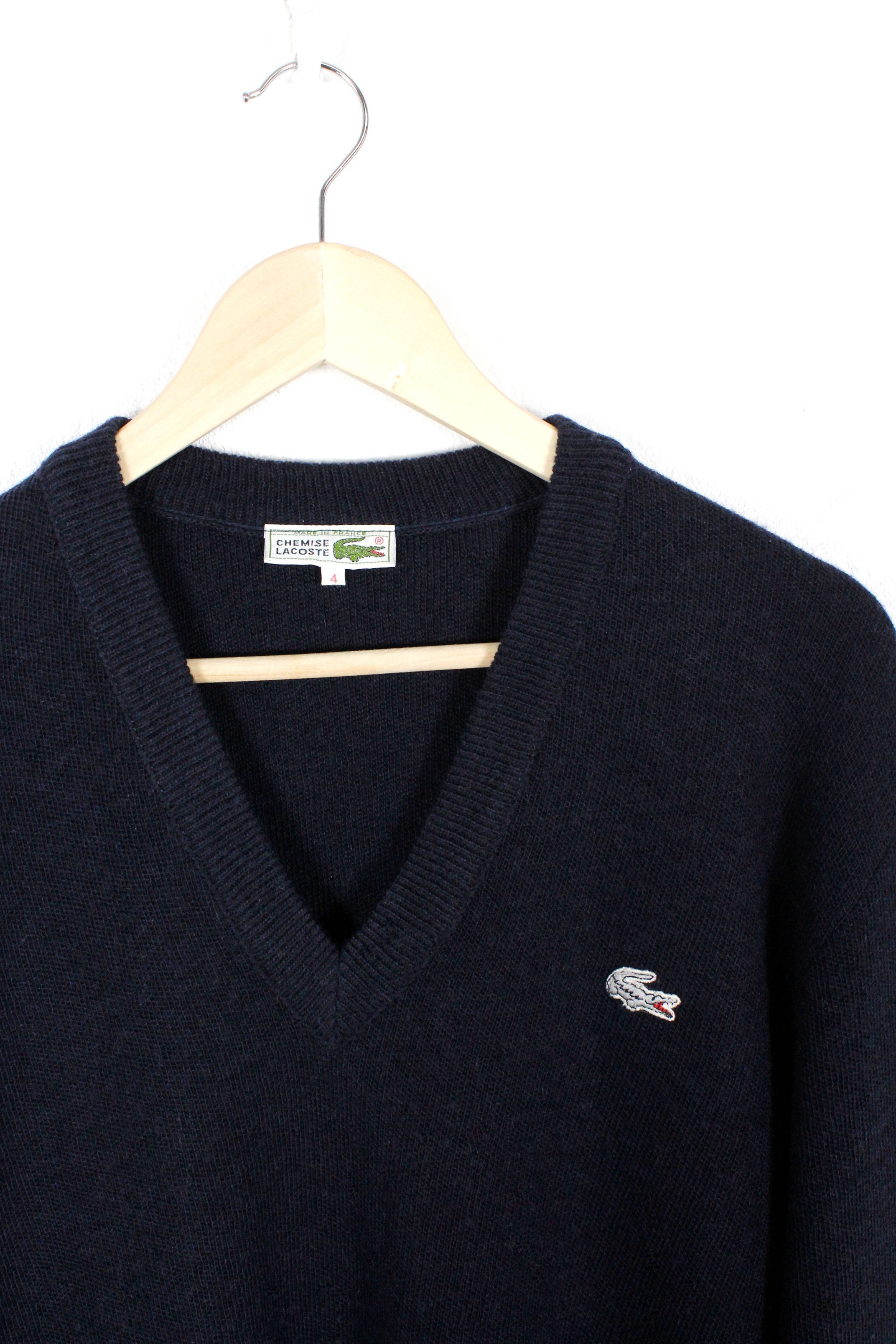 Lacoste × Vintage Vintage Lacoste Croc Logo Navy Wool Sweater 90s Size US XL / EU 56 / 4 - 2 Thumbnail