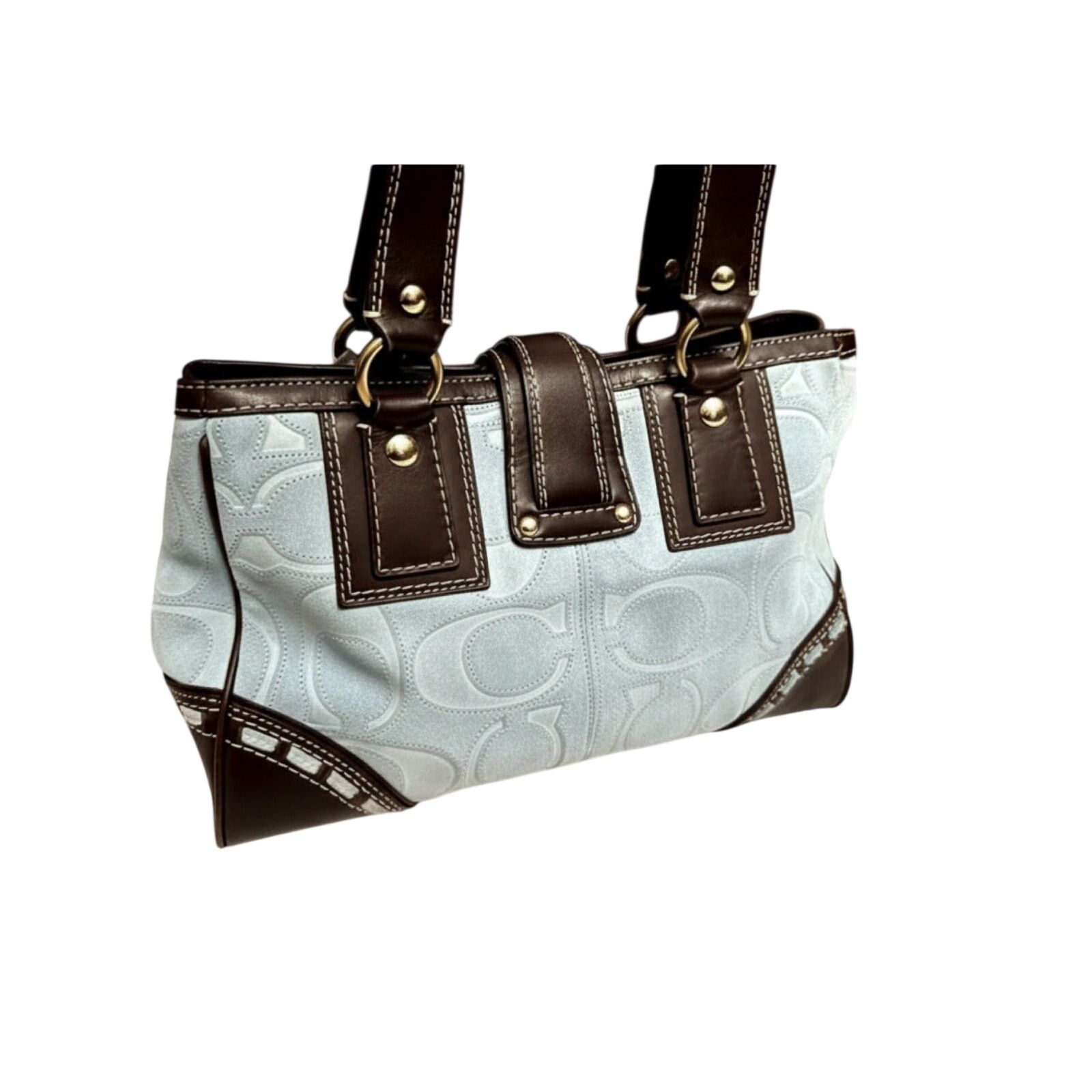 Coach Y2K Coach Hampton Legacy Tote in Baby Blue Suede Size ONE SIZE - 4 Thumbnail