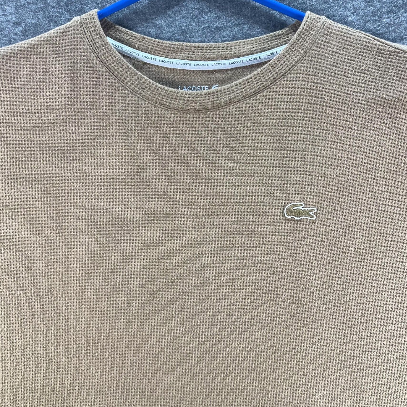 Lacoste Lacoste Shirt Mens 2XL Brown Tan Waffle Thermal Long Sleeve Sleepwear TH9688 Size US XXL / EU 58 / 5 - 2 Thumbnail