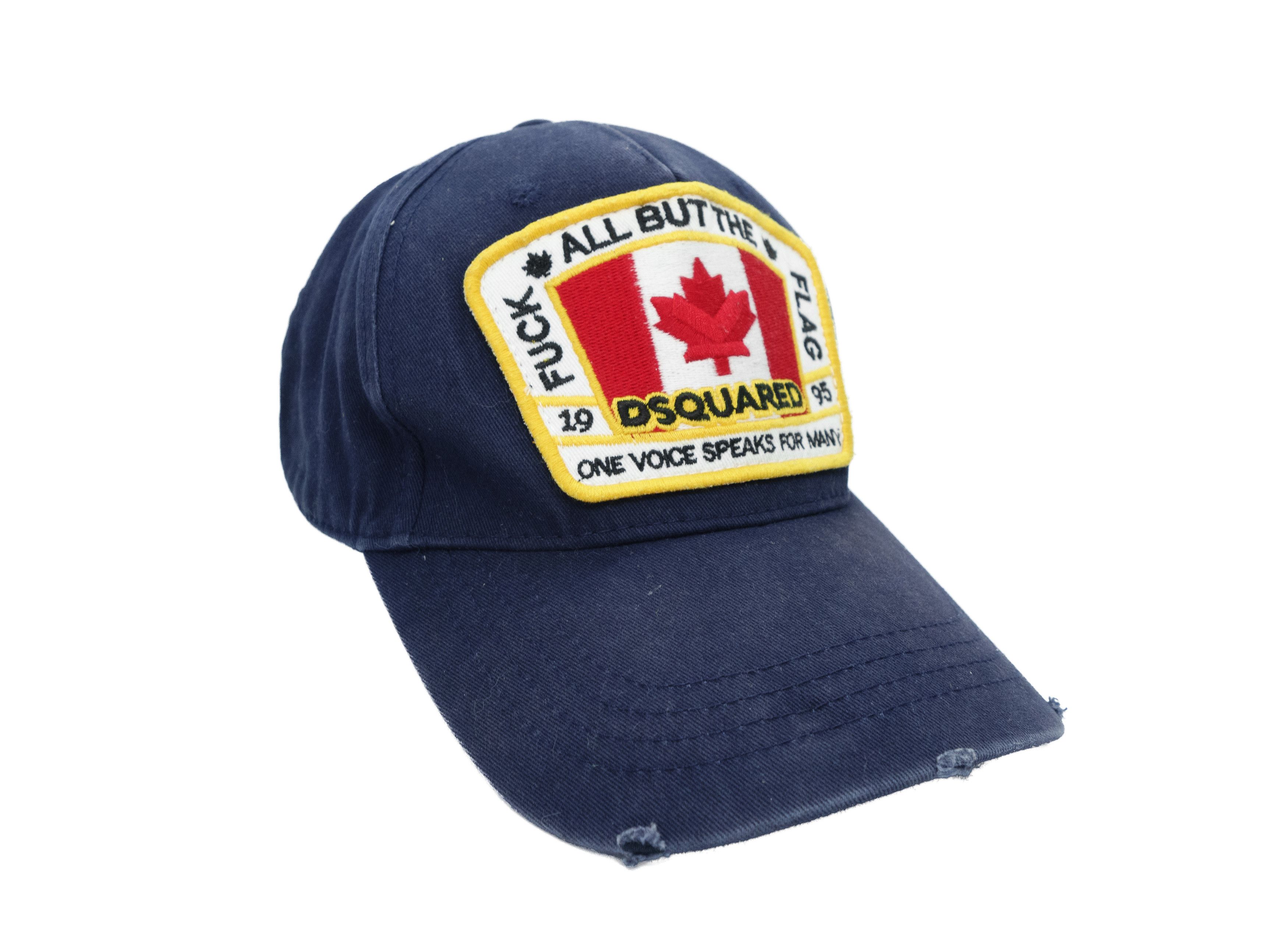 Dsquared2 Distressed 'Fuck All But The Flag' Canada Patch Logo Cap Size ONE SIZE - 1 Thumbnail