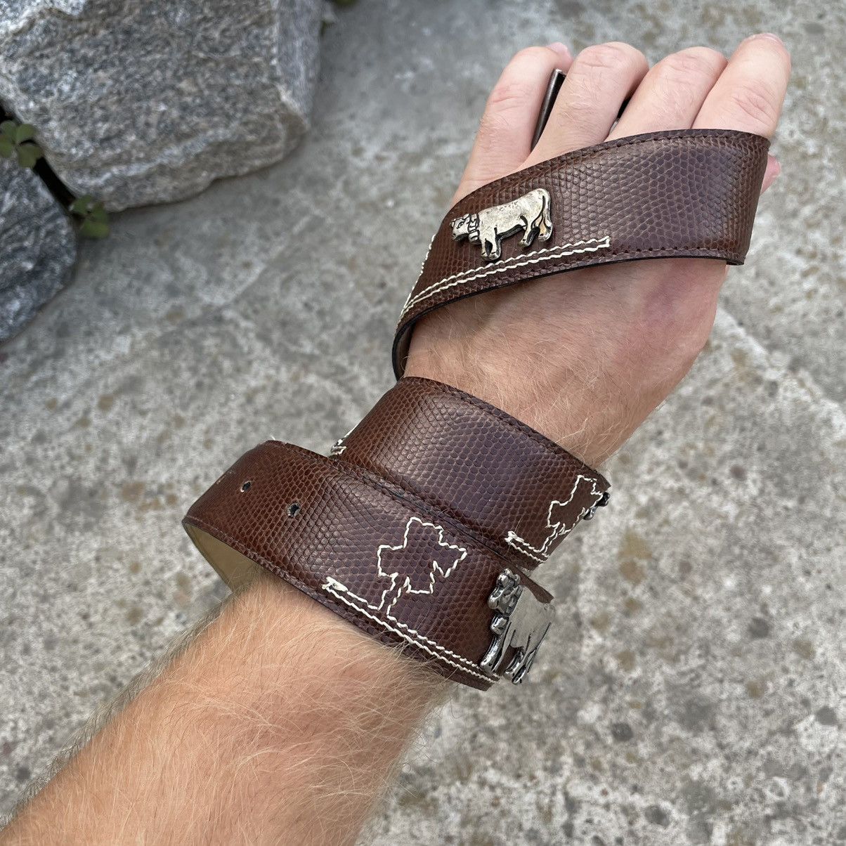Vintage Vintage Belt Leather with Cow Japanese Style Y2K 90s Size ONE SIZE - 4 Thumbnail
