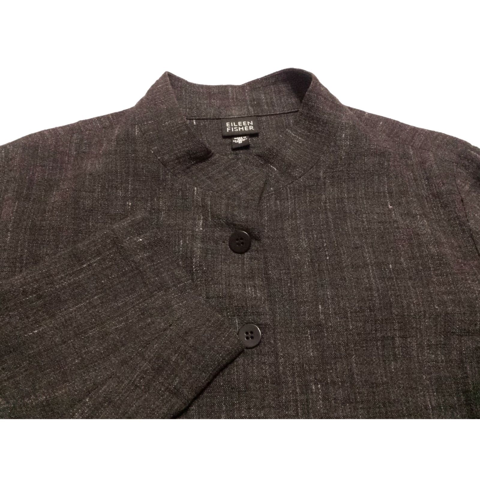 Eileen Fisher Eileen Fisher Blazer Shirt Womens Medium Gray Solid Button-Up Cotton Rayon Jacket Size M / US 6-8 / IT 42-44 - 2 Thumbnail